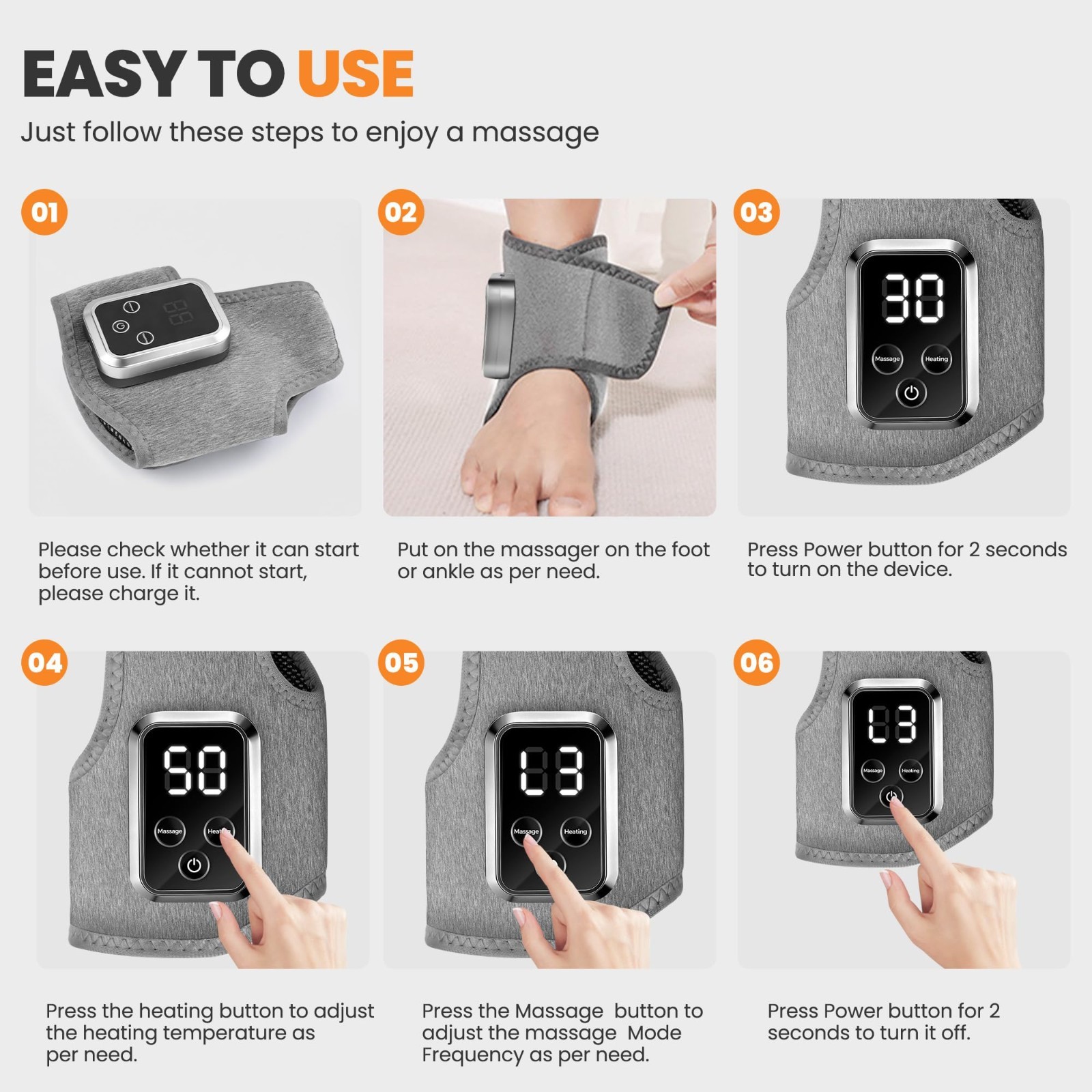 2-in-1 Foot Massager & Warming Wrap – Portable Ankle Relief, 3 Modes, 4 Heat Lev