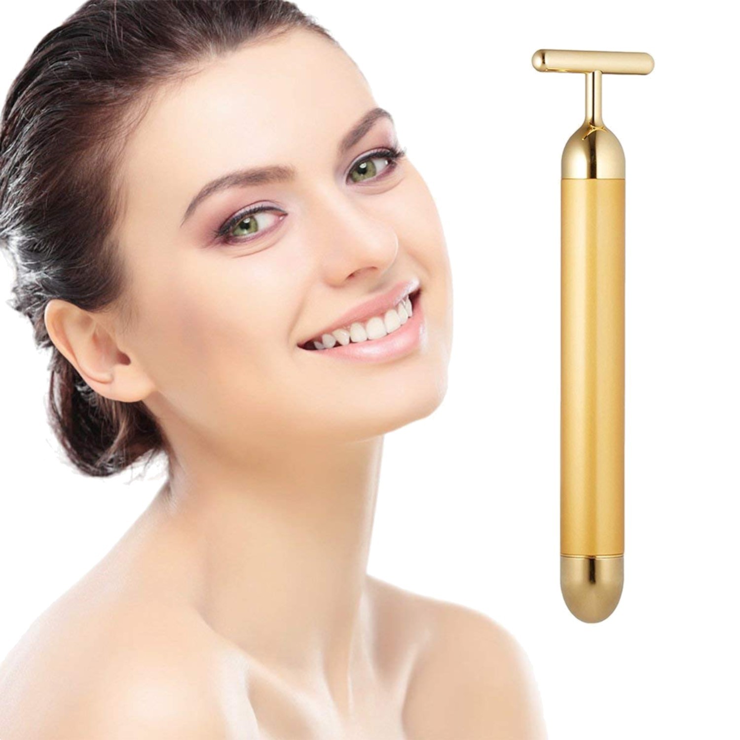 24k Gold Electric Facial Massager – T-Shape Lift & Firm Tool for Youthful Skin