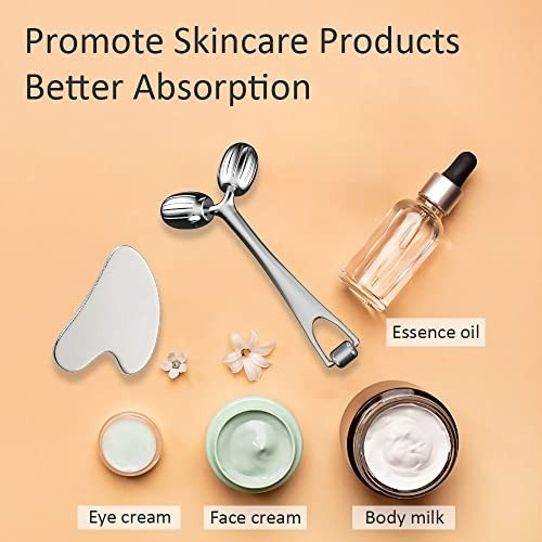 Gua Sha Facial Tools & Face Roller Set – Stainless Steel Massage Tool for Skinca