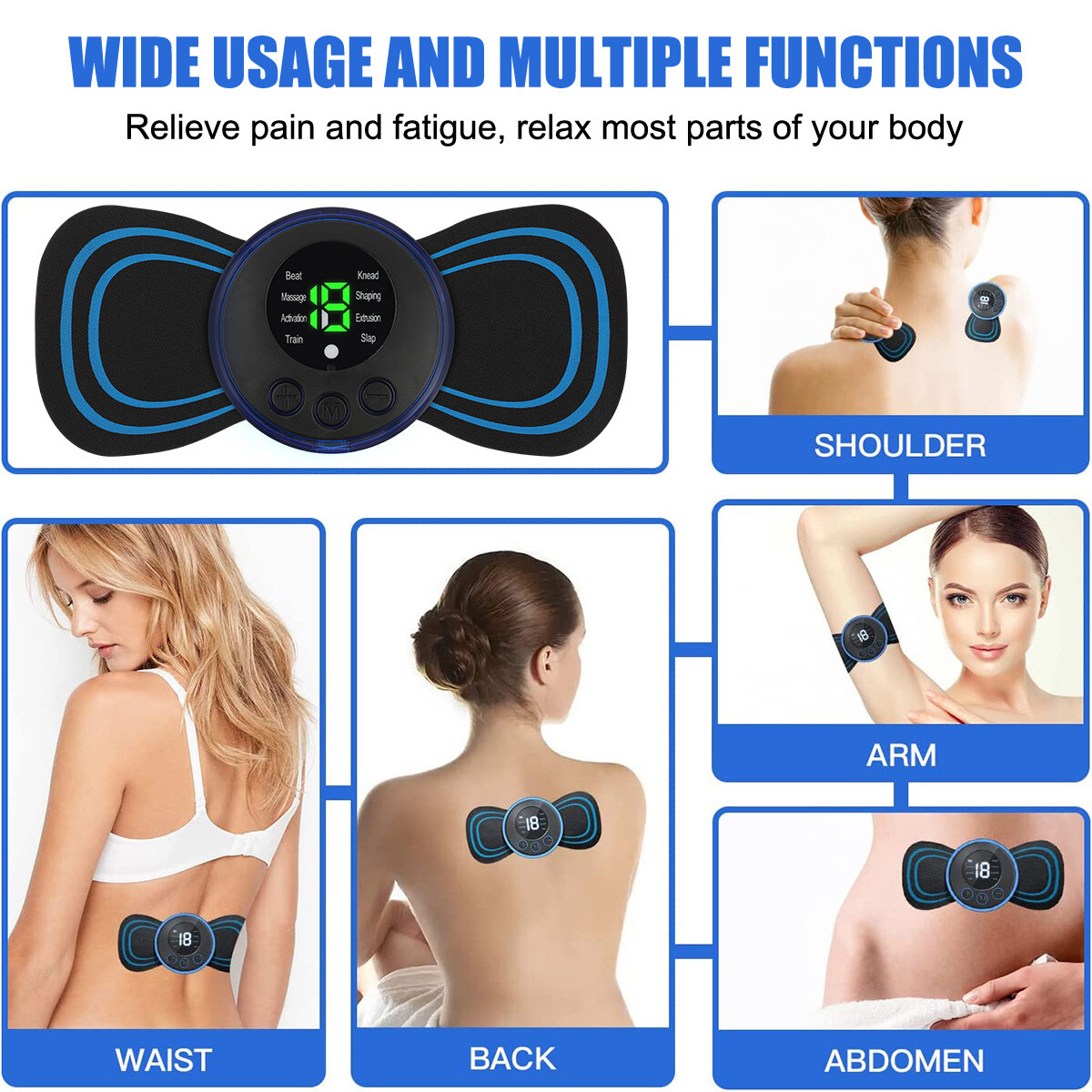 Mini Electric Neck Massager Portable Cervical Massage Stimulator Pain Relief Kit