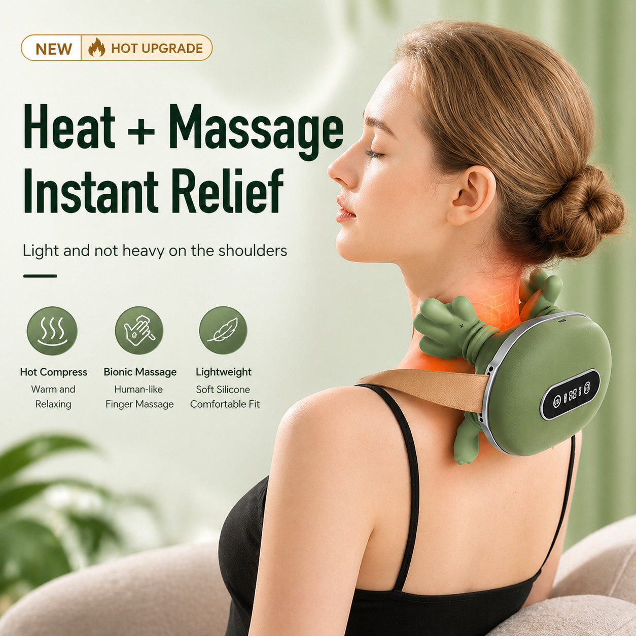 Neck Massager Red Light Heat Function Neck Pain Relief Fatigue Reduction