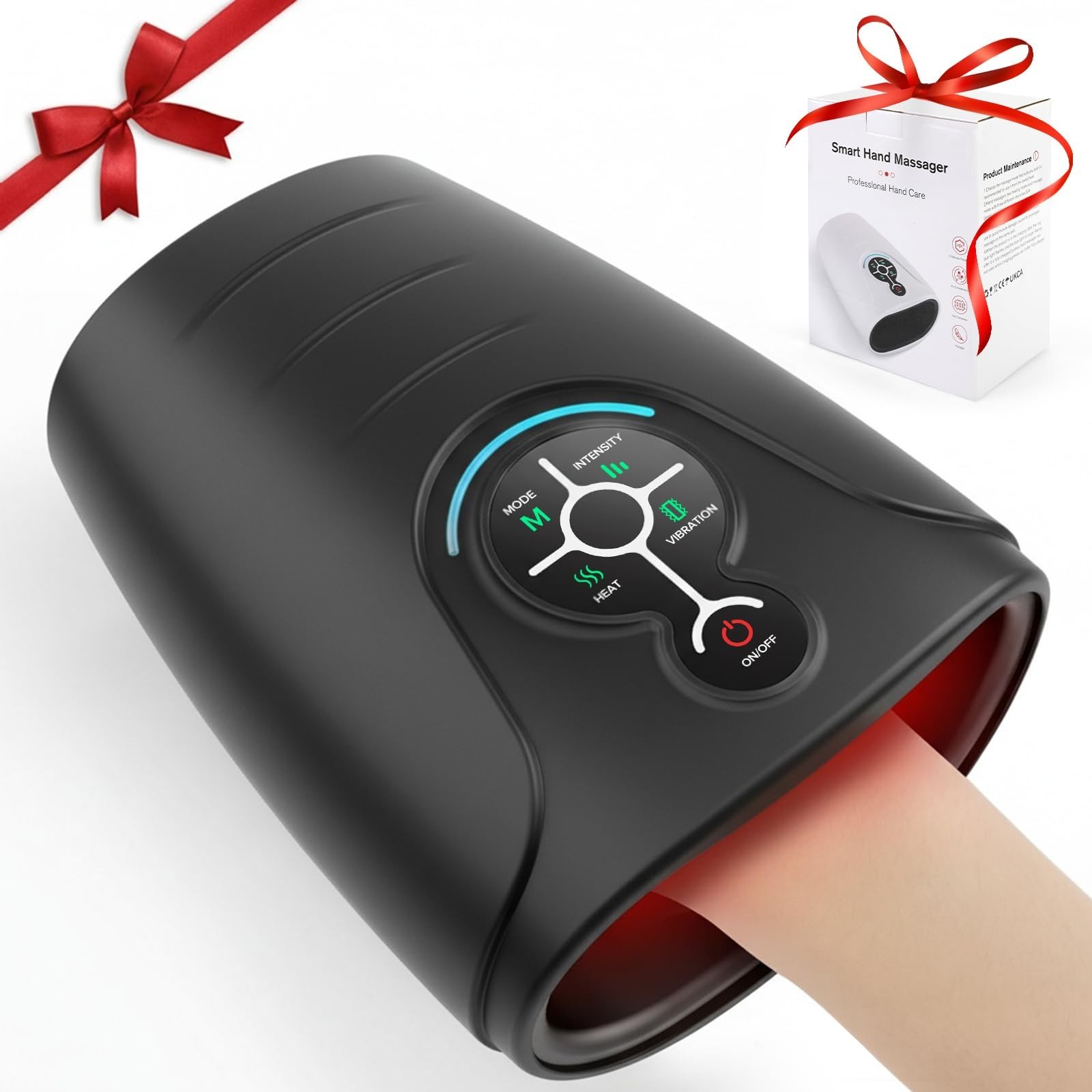 Electric Hand Massager with Heat & Compression – Cordless Relief for Arthritis,