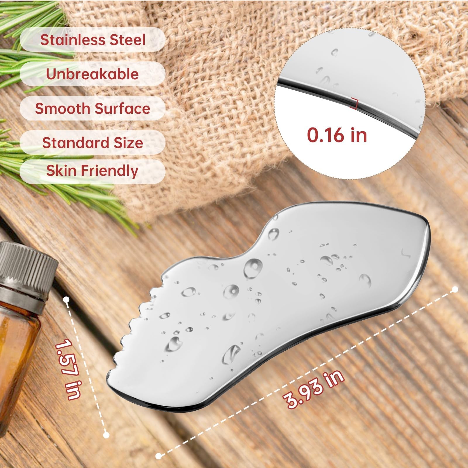 Stainless Steel Gua Sha Facial Tools Metal Detail Gua Sha Stone Body Lymphatic