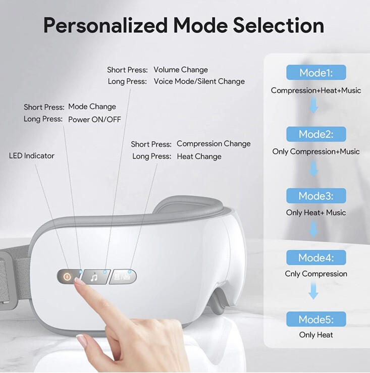 Ustuour Eye Massager with Heat, Music Heated Massager MD-300