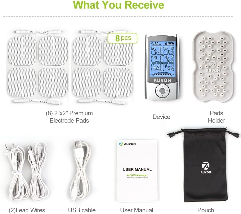 Portable 24-Mode TENS Unit: Rechargeable Pain Relief with Electrode Pads