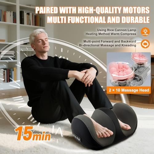 Shiatsu Foot Massager with Heat & Rollers – Electric Calf & Ankle Relief Machine