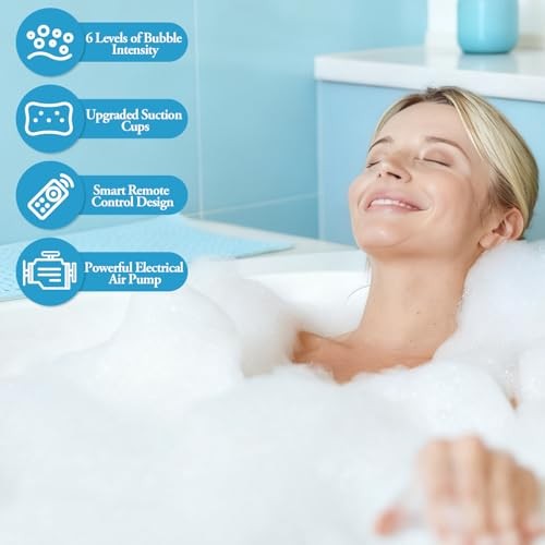 Crossing King Bubble Bath Mat Gray Non-Slip 45x17in Spa