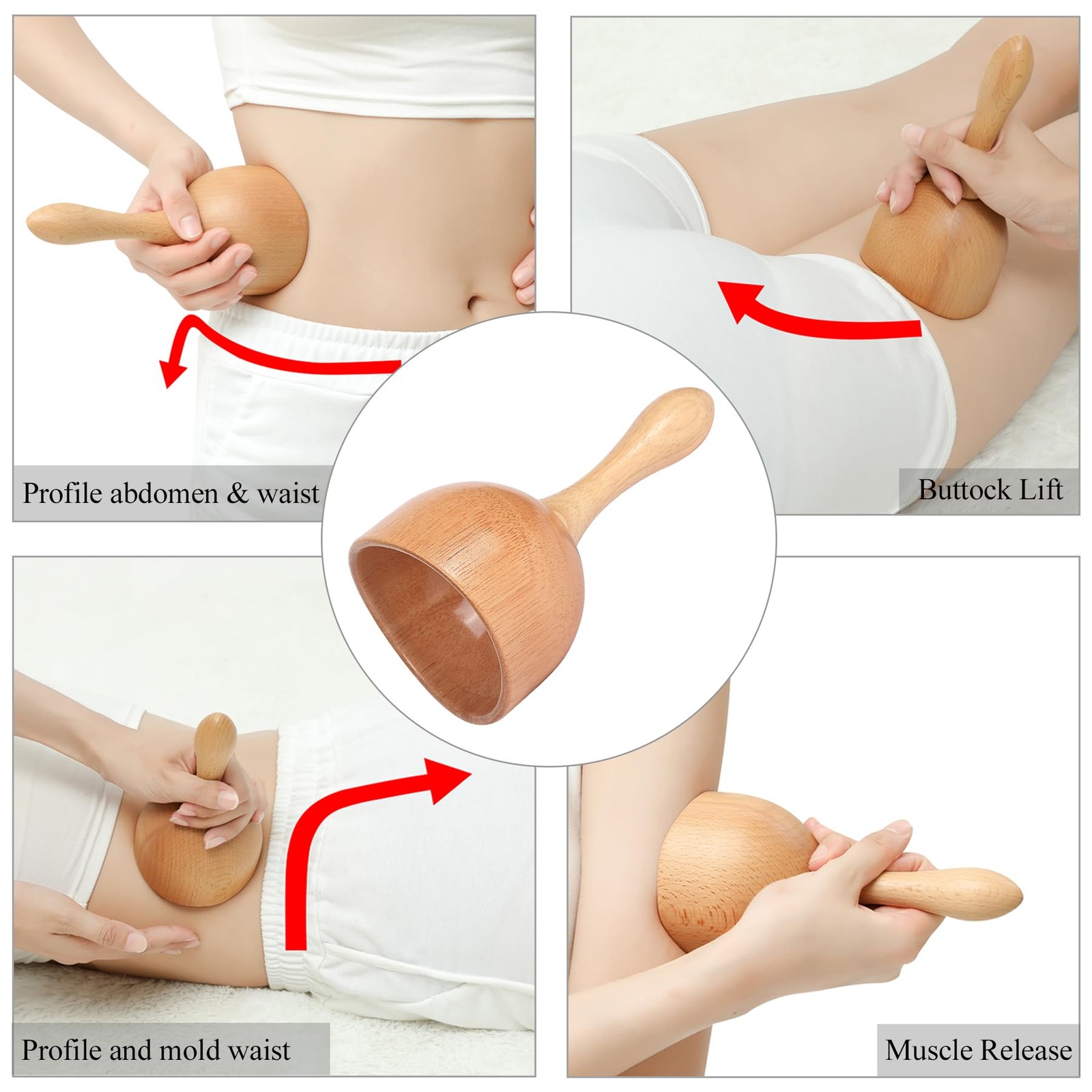 Komogir Wood Therapy Massage Tools 5-in-1 17.3 x 6.3 x 4 Inch, Kit03-5 in 1
