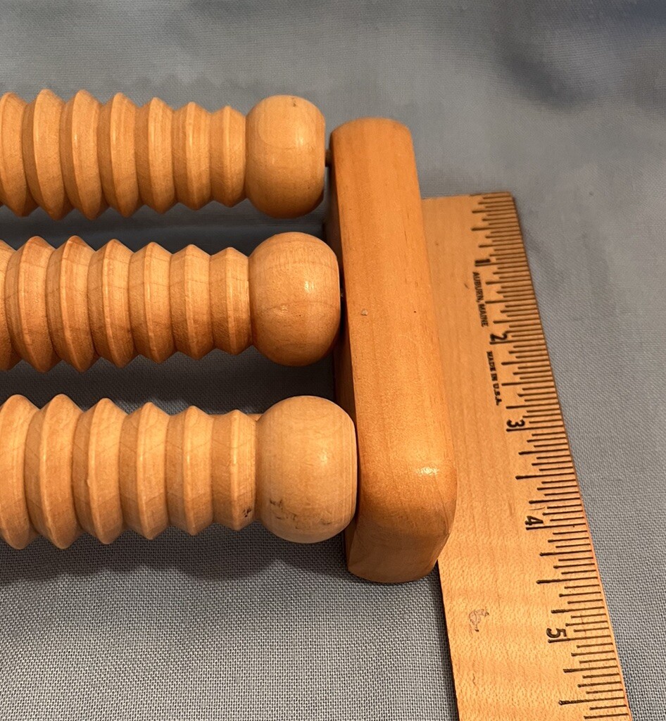 Wooden Foot/Back Roller/Massager. 6 1/2 Inch. 3 Rollers