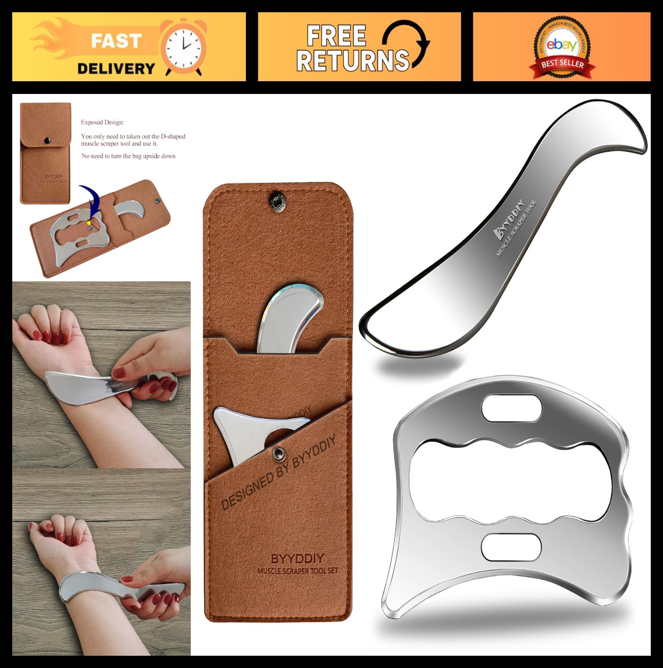 2 in 1 Stainless Steel Gua Sha Muscle Scraper Set – Scar Tissue & Physical Thera