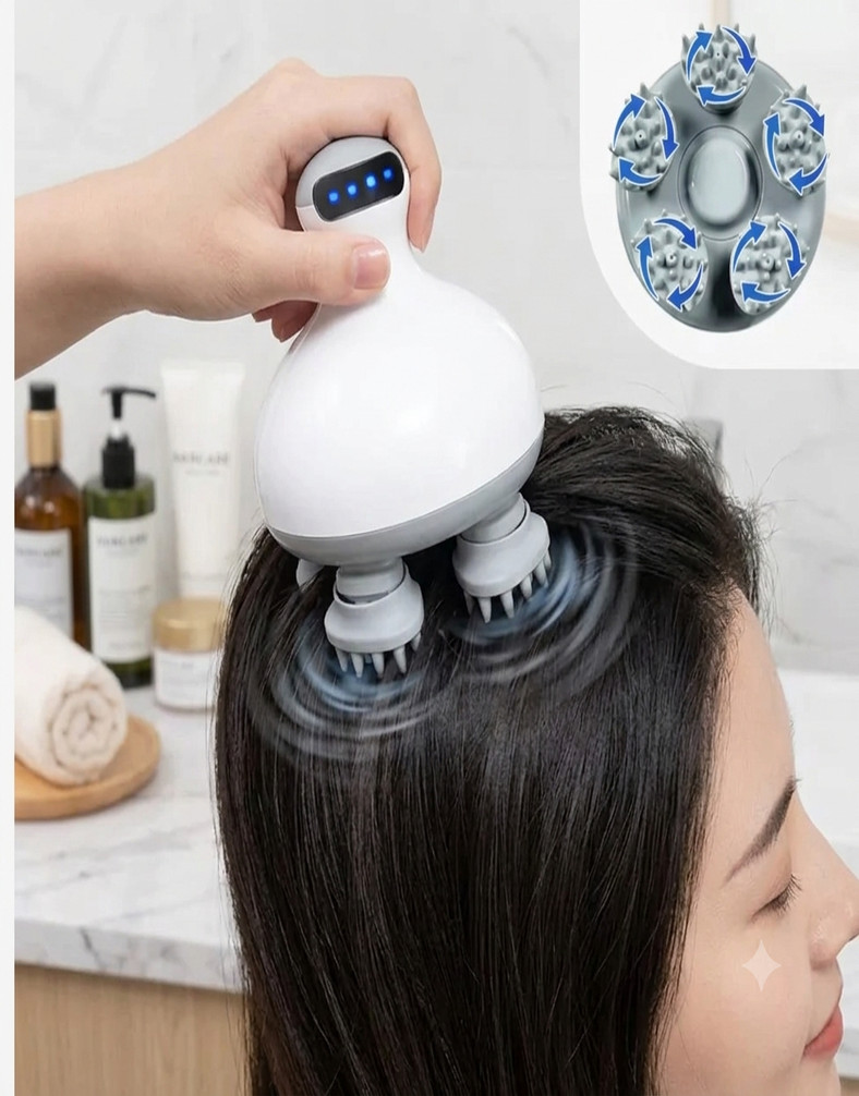 Electric Scalp Massager Cordless Hair Growth Brush Vibrating Head Massage 2 Spee