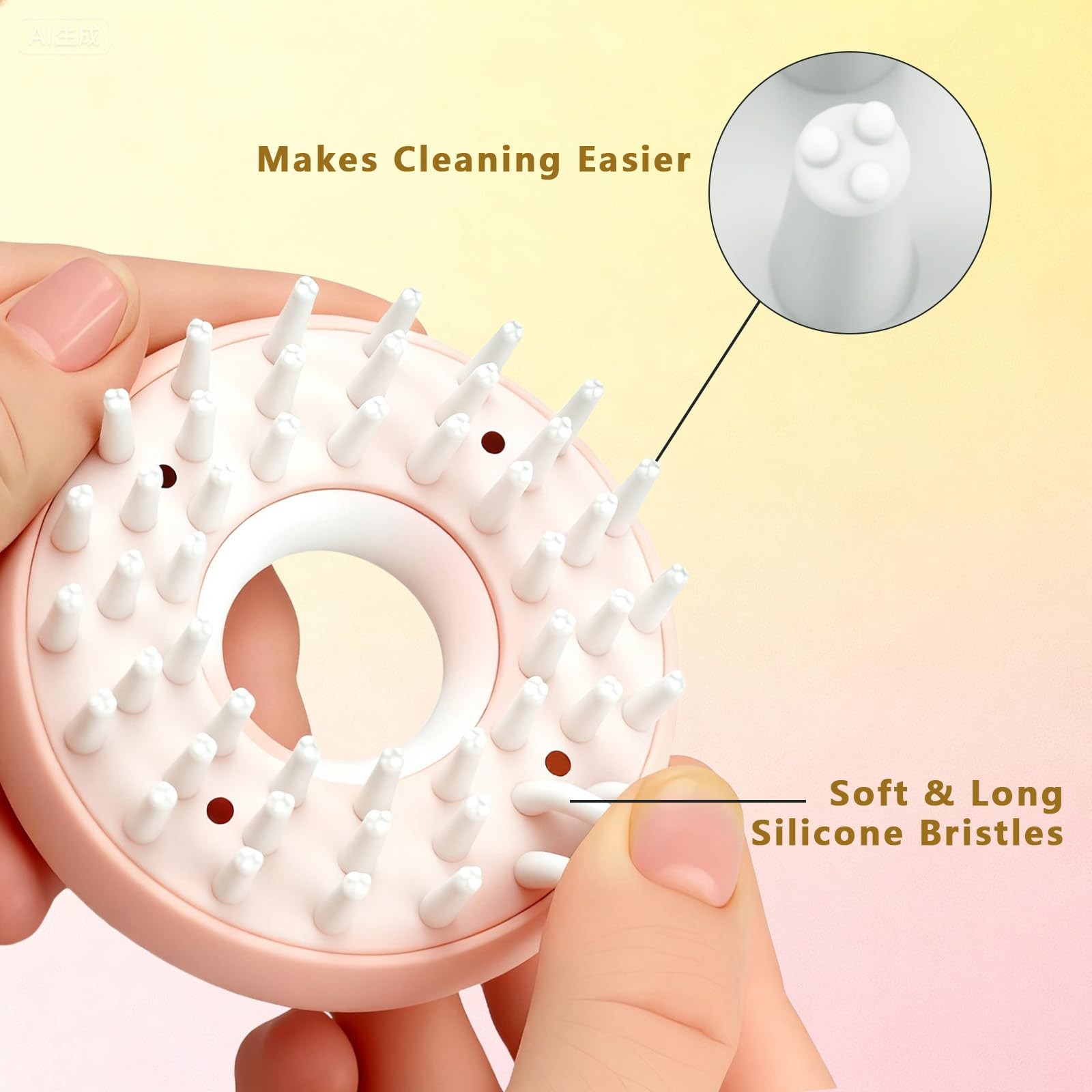 Silicone Scalp Massager Shampoo Brush with Adhesive Hook, 2-in-1 Organizer fo…