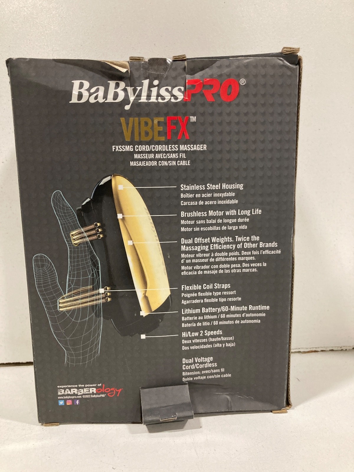 BaBylissPRO VIBEFX Gold Cord/Cordless Massager | FXSSMG Used