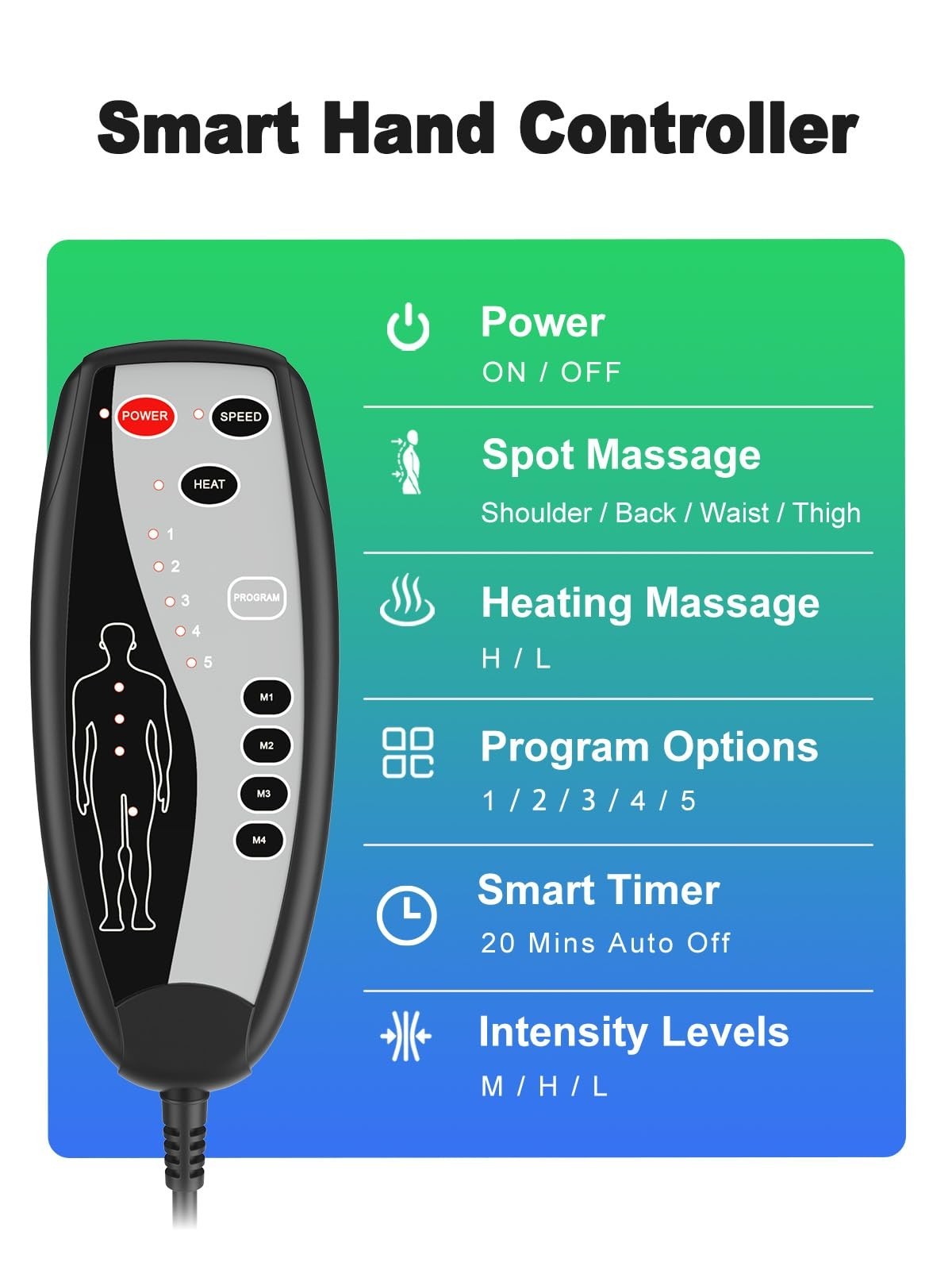 Vibration Massage Seat Cushion with Heat – Full Back & Neck Massager, 8 Motors,