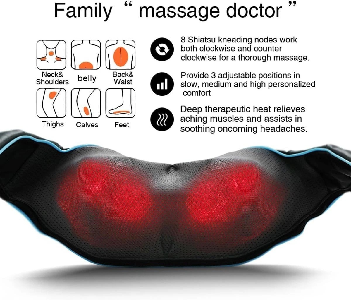 Luxury Shiatsu Back Massager with Infrared Heating – Perfect for Stress Relief