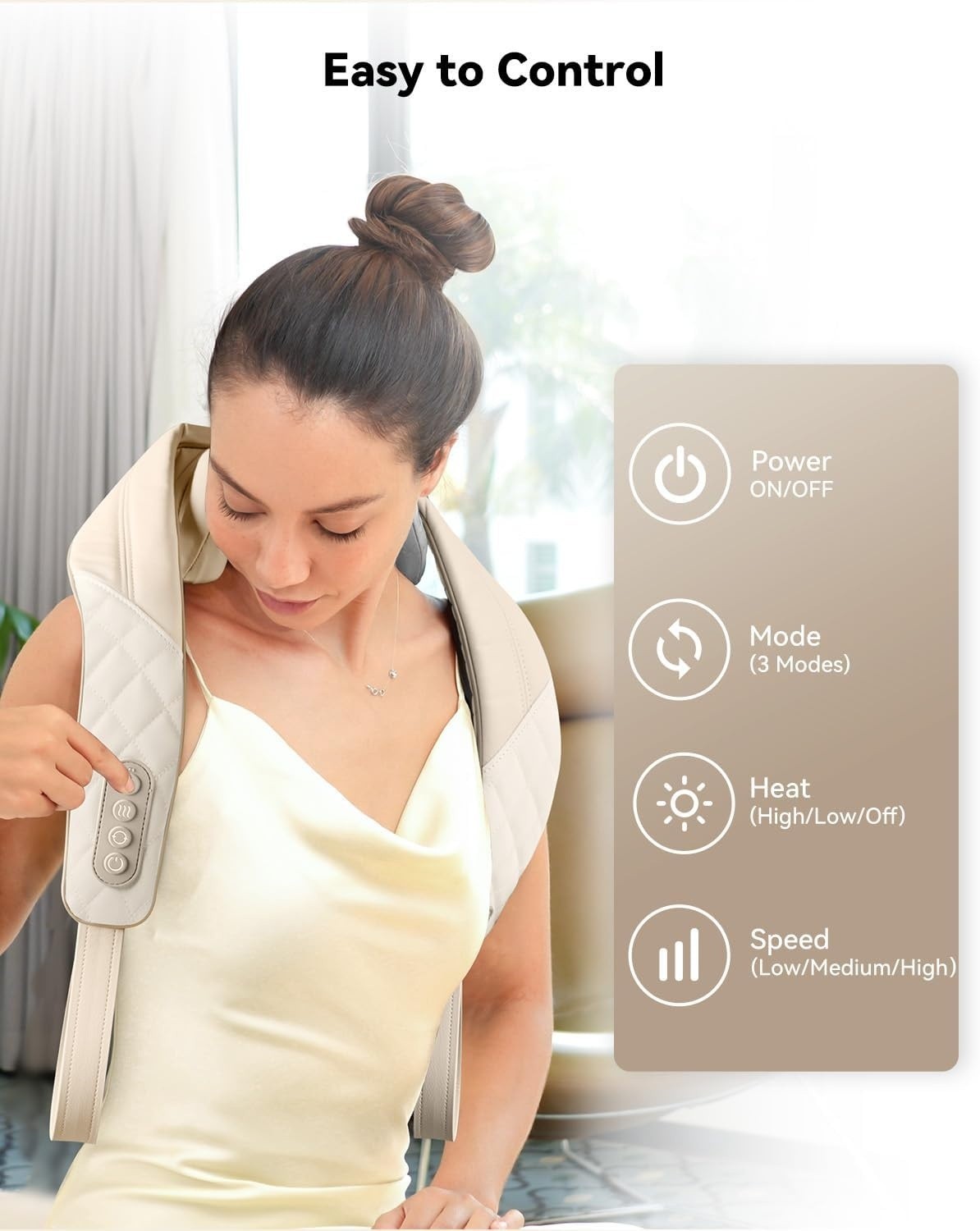 Masajeador de cuello inalámbrico con calor, almohada Shiatsu para la espalda NEW