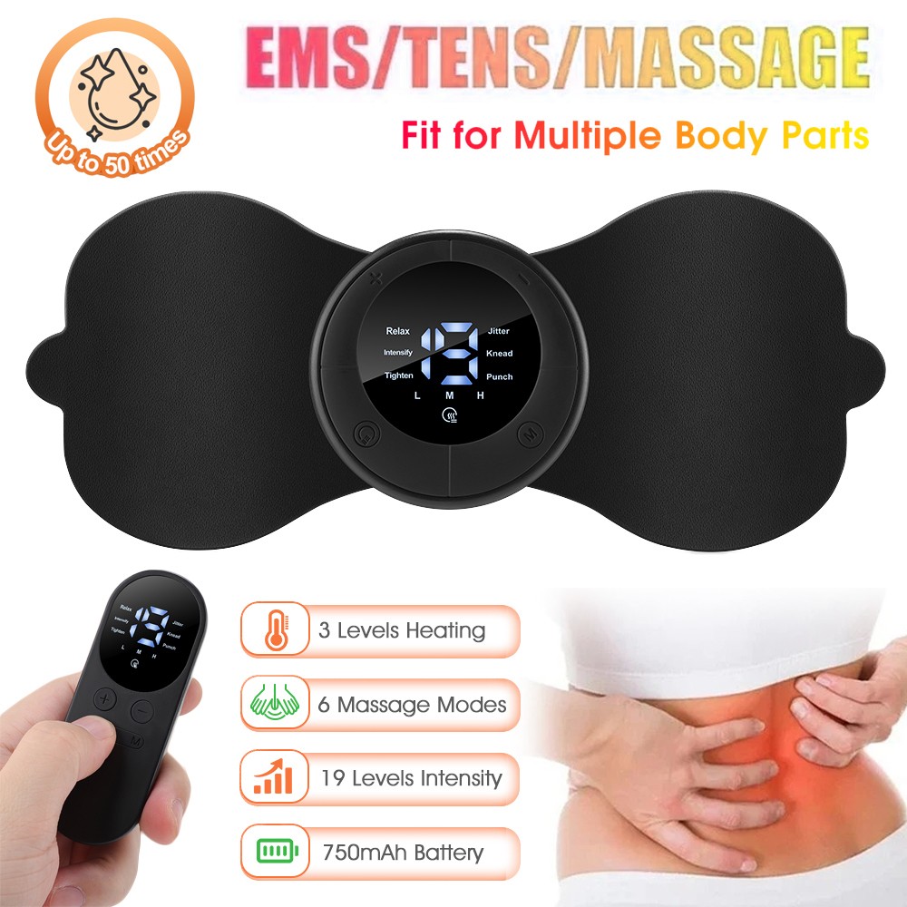 Cordless Heating Tens Unit Muscle Stimulator Machine Pulse Massager Pain Relief