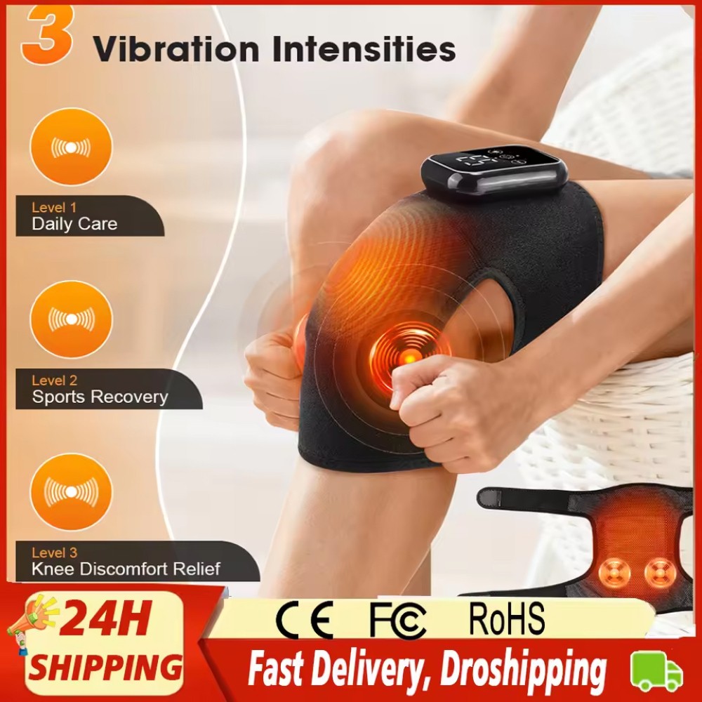 Electric Knee Massager for Pain Relief with 3 Vibration Modes, 3 Heating Levels