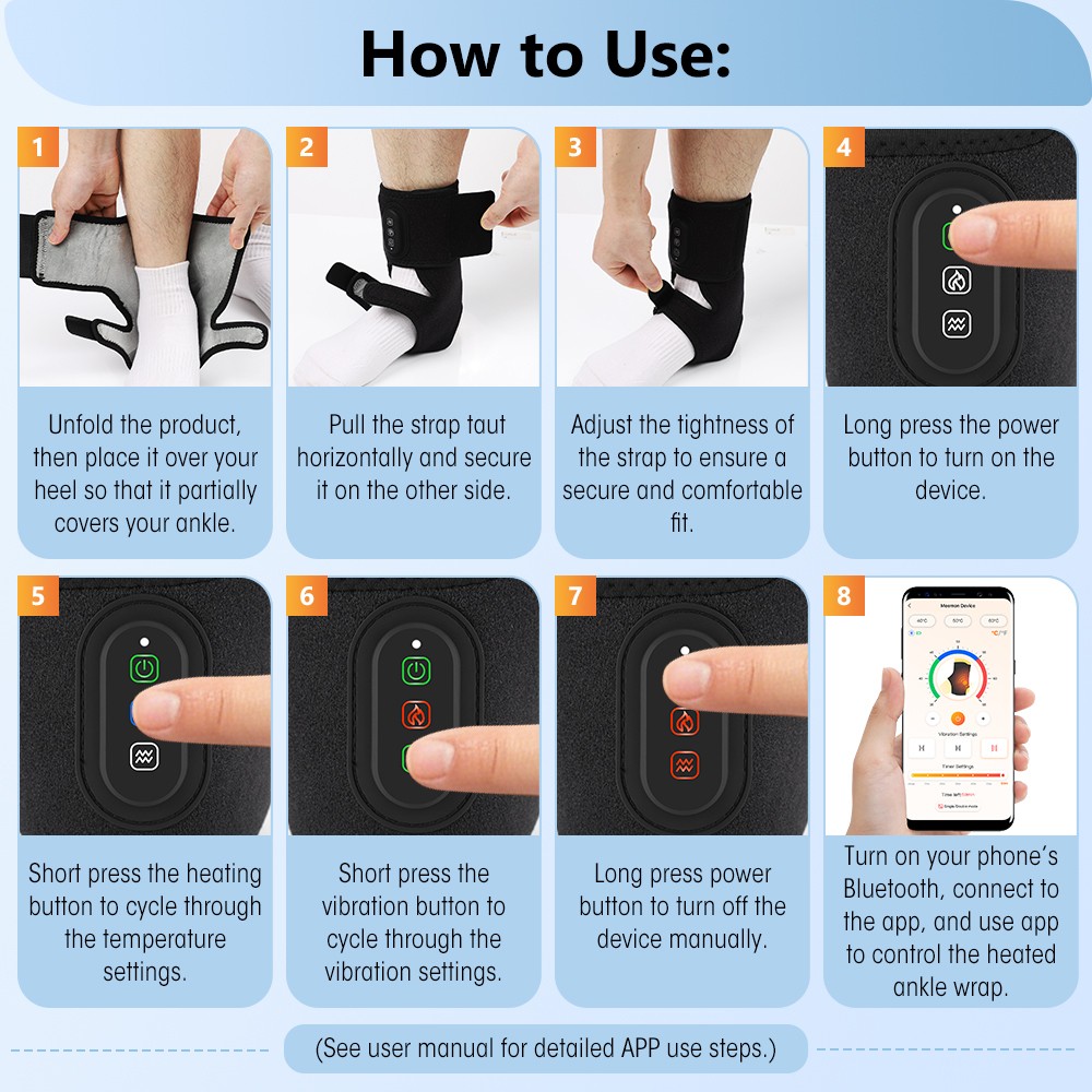 APP Control Foot & Ankle Massager Pain Relief 3 Heating Levels 3 Vibration Modes