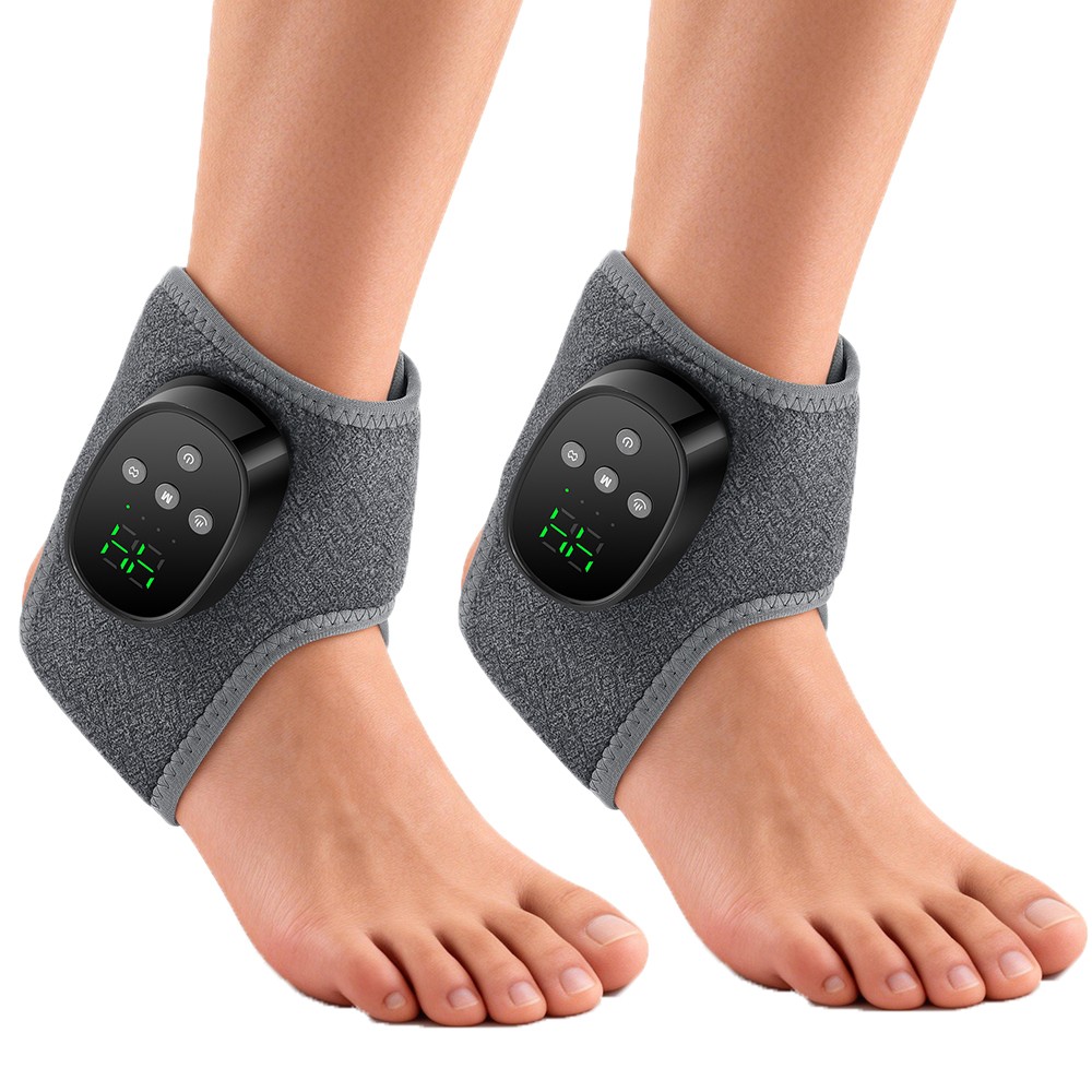 2x Electric Foot Ankle Massager Pain Relief with 4 Heat Levels 4 Vibration Modes