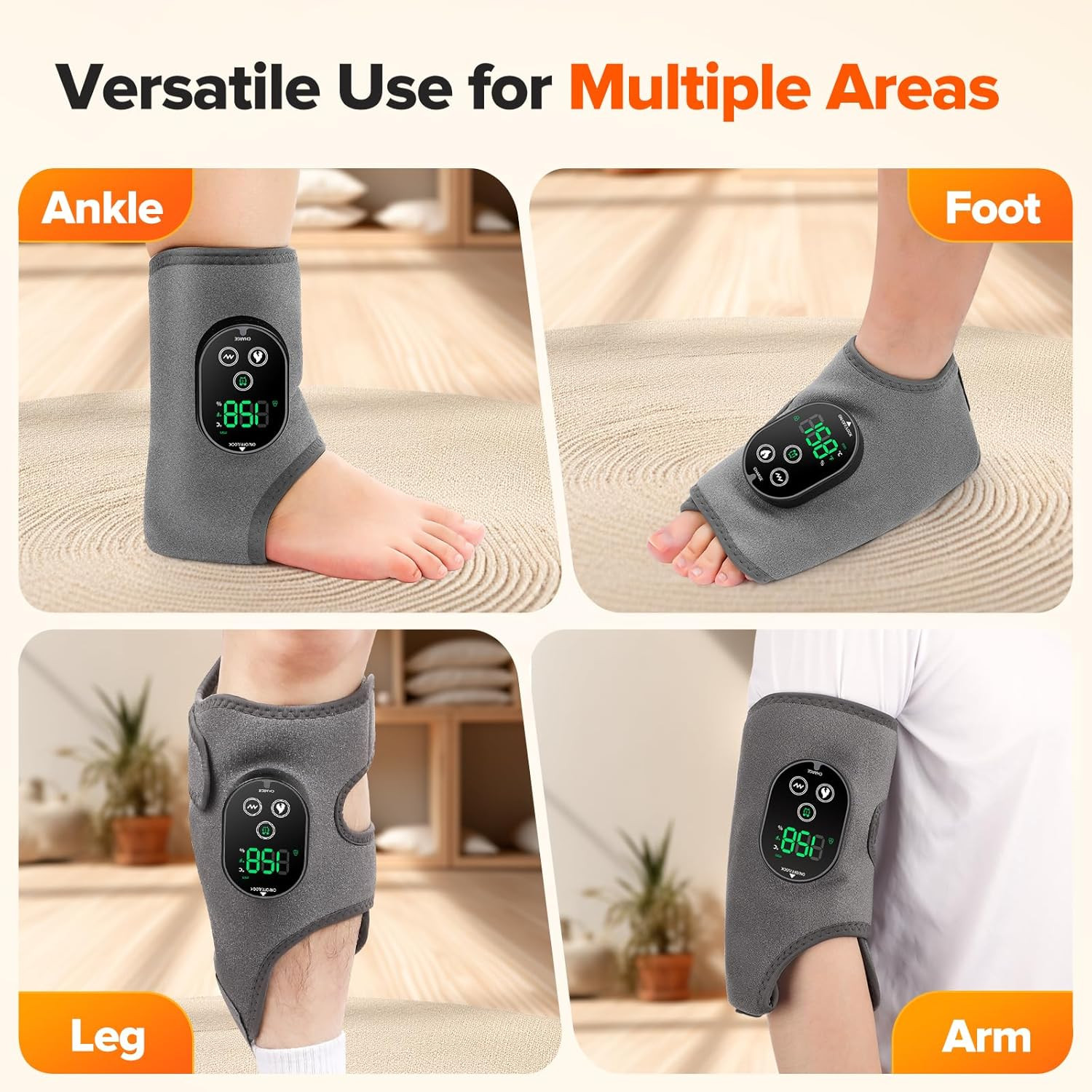 Cordless Foot Massager for Neuropathy, 3000Mah Rechargeable Ankle Heating Pad wi