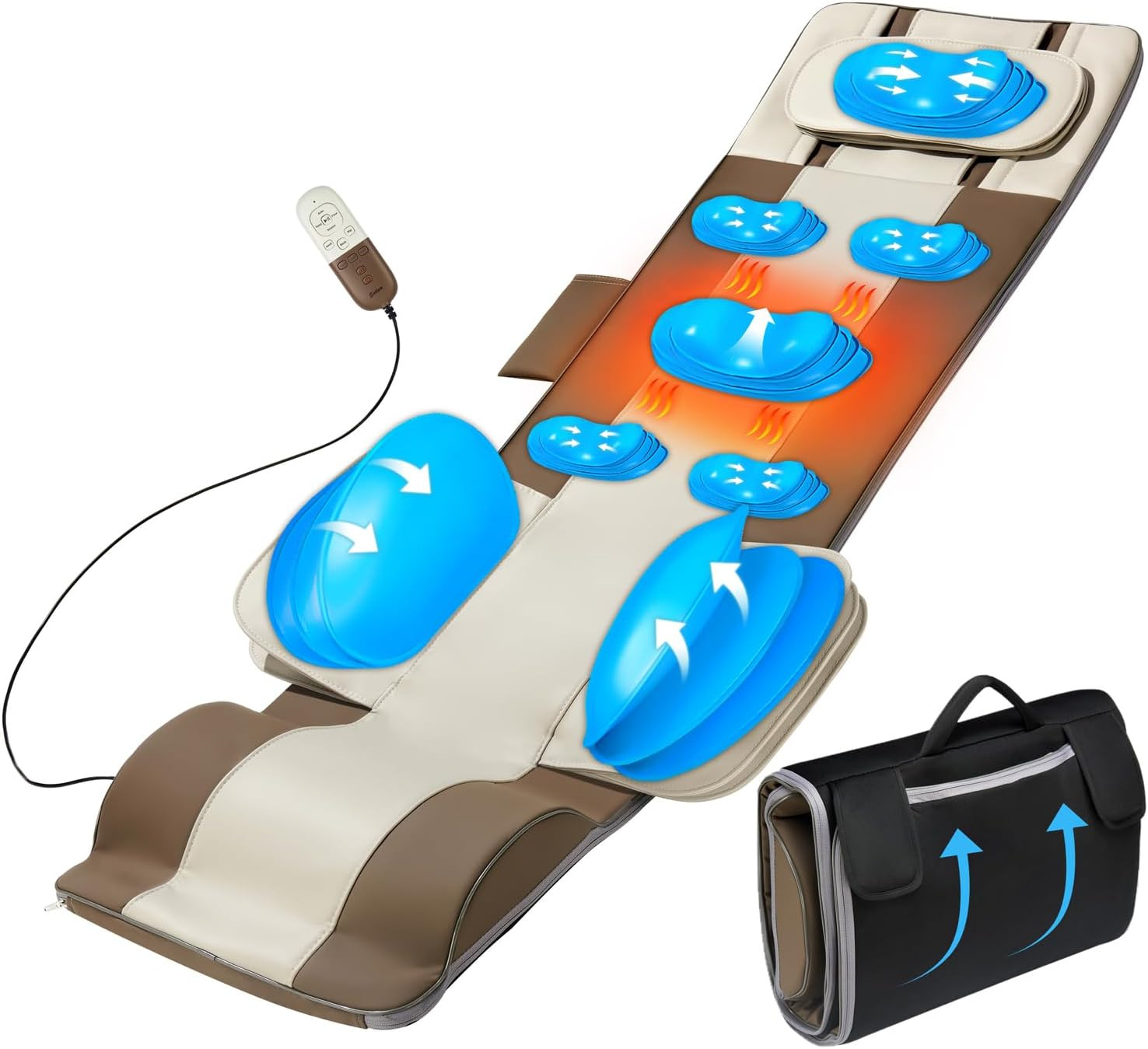 3D Full Body Massage Mat with Heat, Stretch & Traction – 4 Modes, Foldable