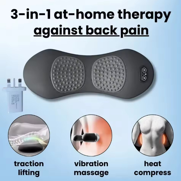 3 In 1 Electric Lumbar Support Pillow Smooth Spine Triple Fusion Back Massager