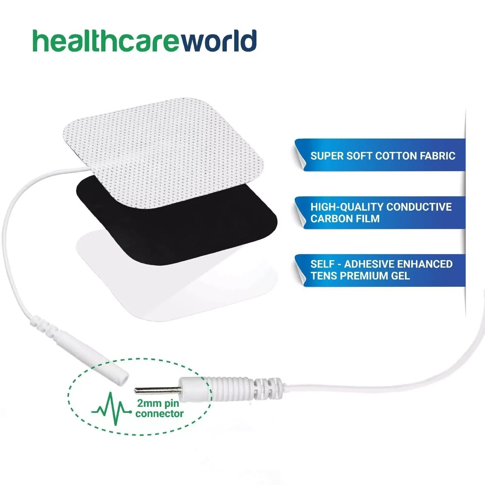 Blue Gel Sensitive Skin TENS Electrode Pads 5x5cm – Hypoallergenic 12 Pack