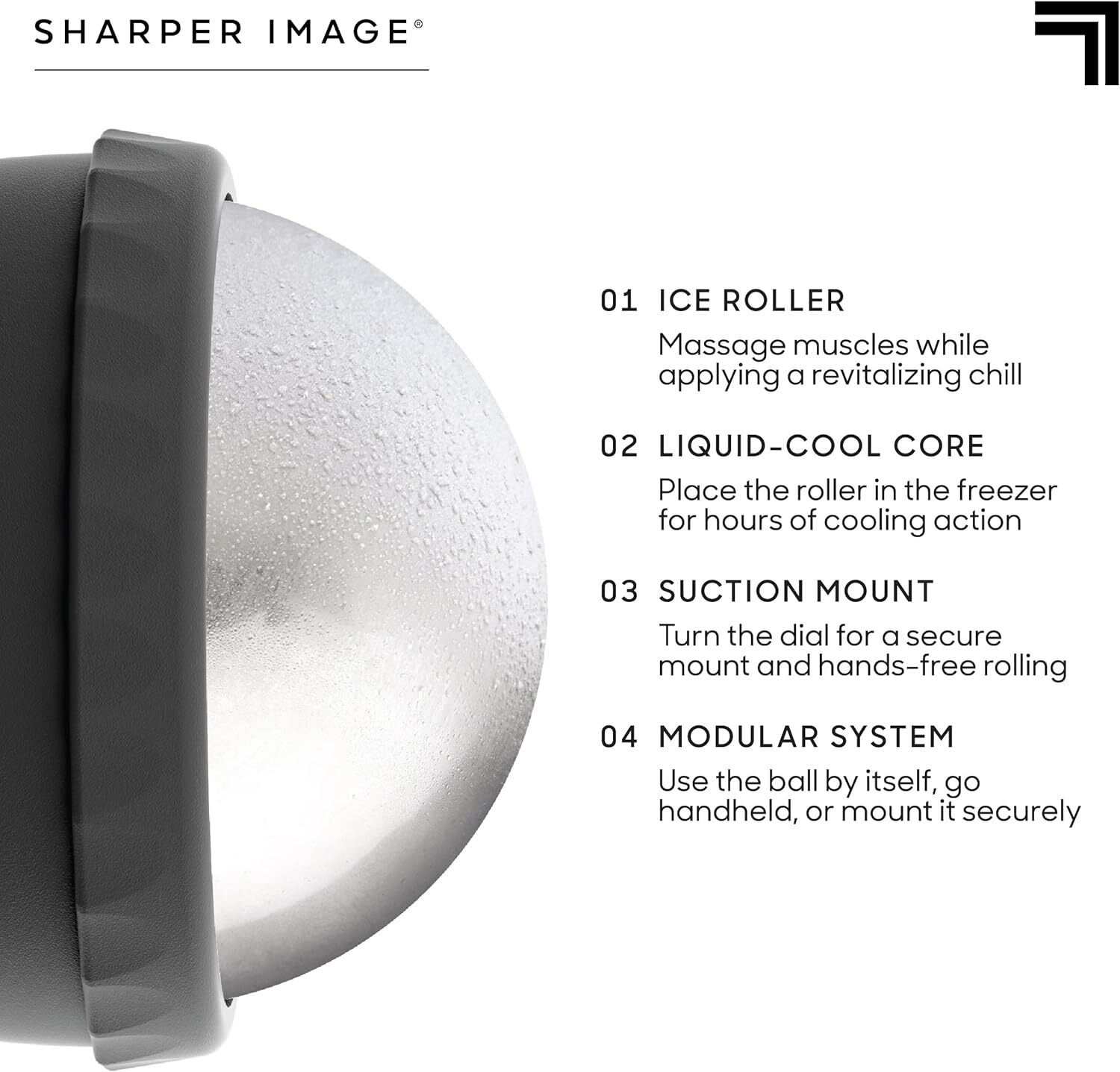 Sharper Image Ice Therapy Massage Ball with Suction Wall Mount, Liquid-Cool Core