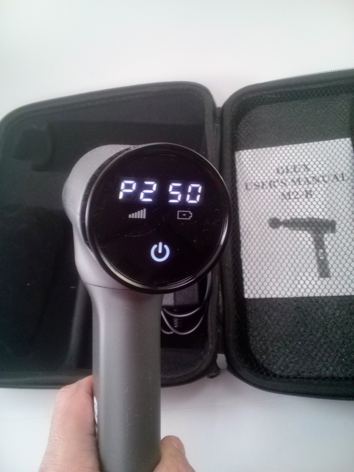 GLUX M2-B Fascia Deep-Tissue Massage Gun Grey, GREAT CONDITION. COMPLETE SET.