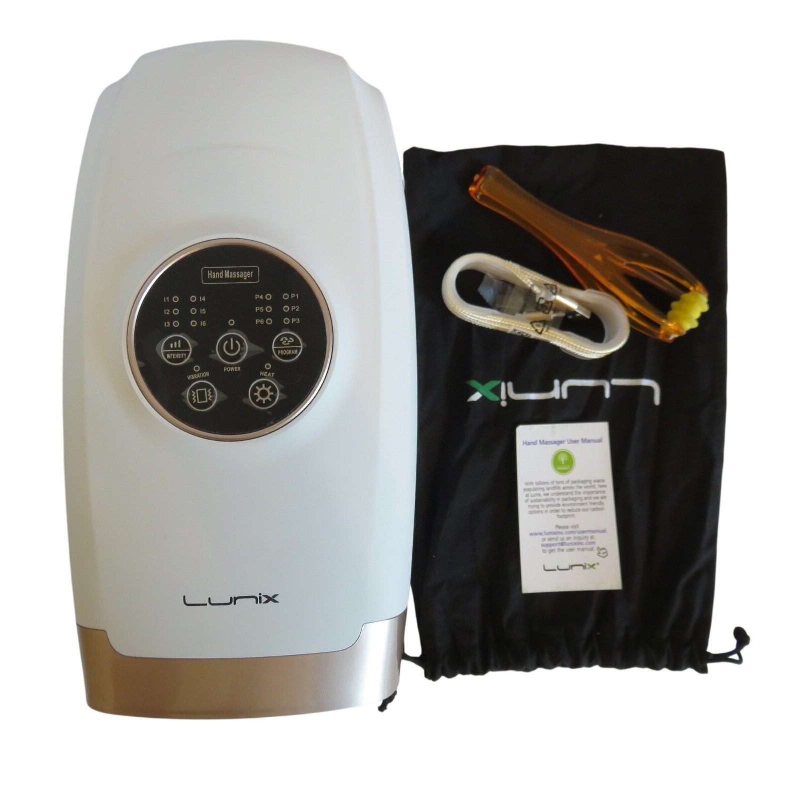 Lunix LX3 Cordless Electric Hand Massager with Heat Vibration White Gold