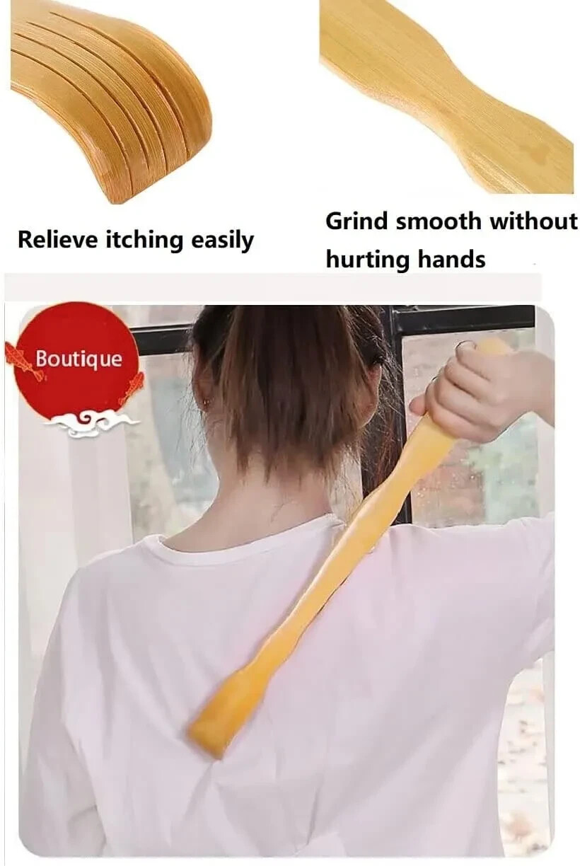 2Pcs Wooden Bamboo Back Scratcher Long Handle Itch Relief Finger-Like Scratchers