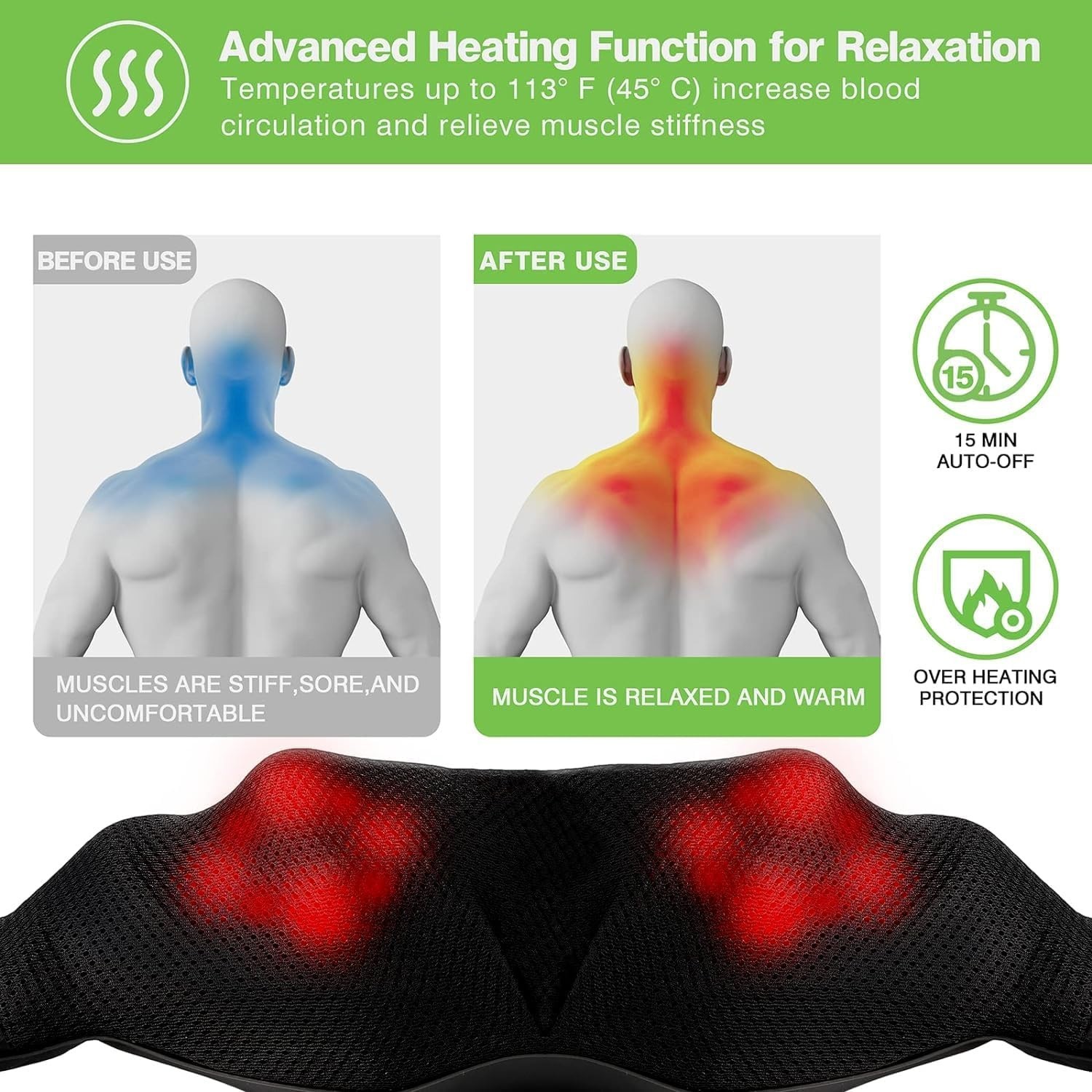 Electric Deep Tissue Massage Pillow with Heat – Ideal Relaxation Gift for All