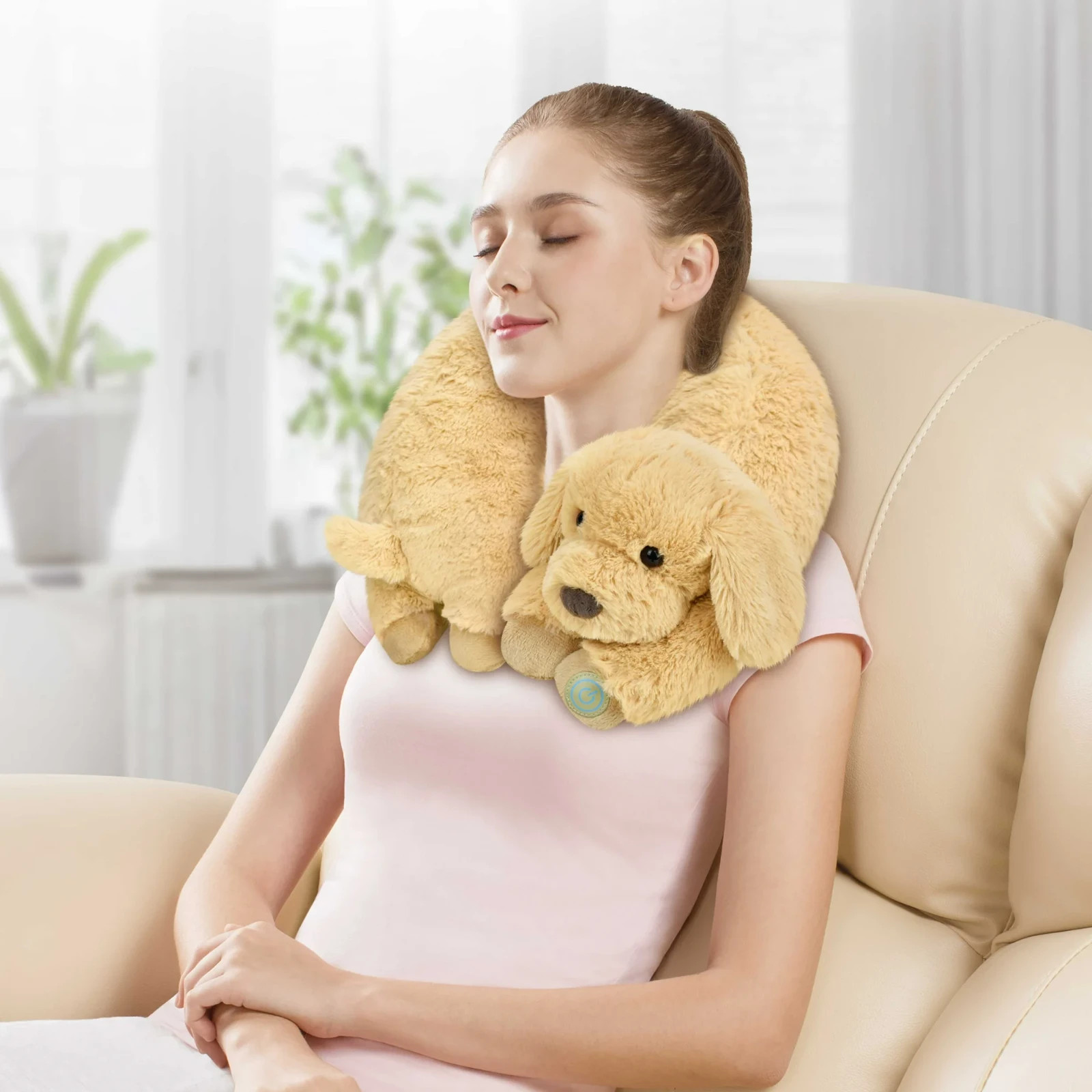 New Health Touch Neck Massager Beige Dog Vibration Relaxation E3 FREE SHIPPING