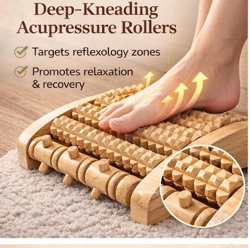 Brookstone Foot Massager for Neuropathy & Plantar Fasciitis Relief – Wooden Foot