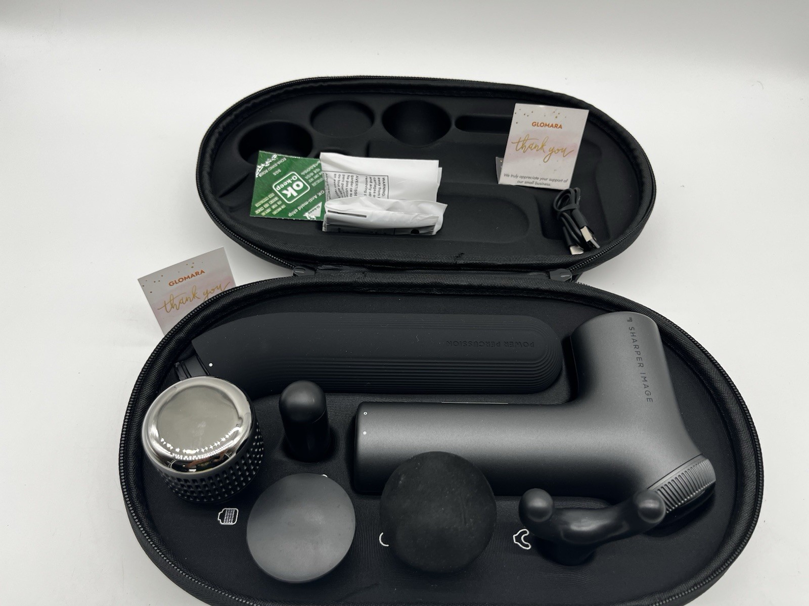 Sharper Image Power Percussion Massager Hot Cold Reach Deep Tissue Kit Set