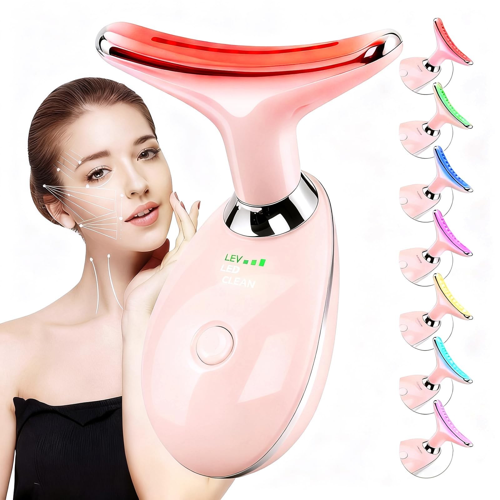 LED Face and Neck Massager Tool – 7 Colors, Skin Rejuvenation, Lifting & Toning