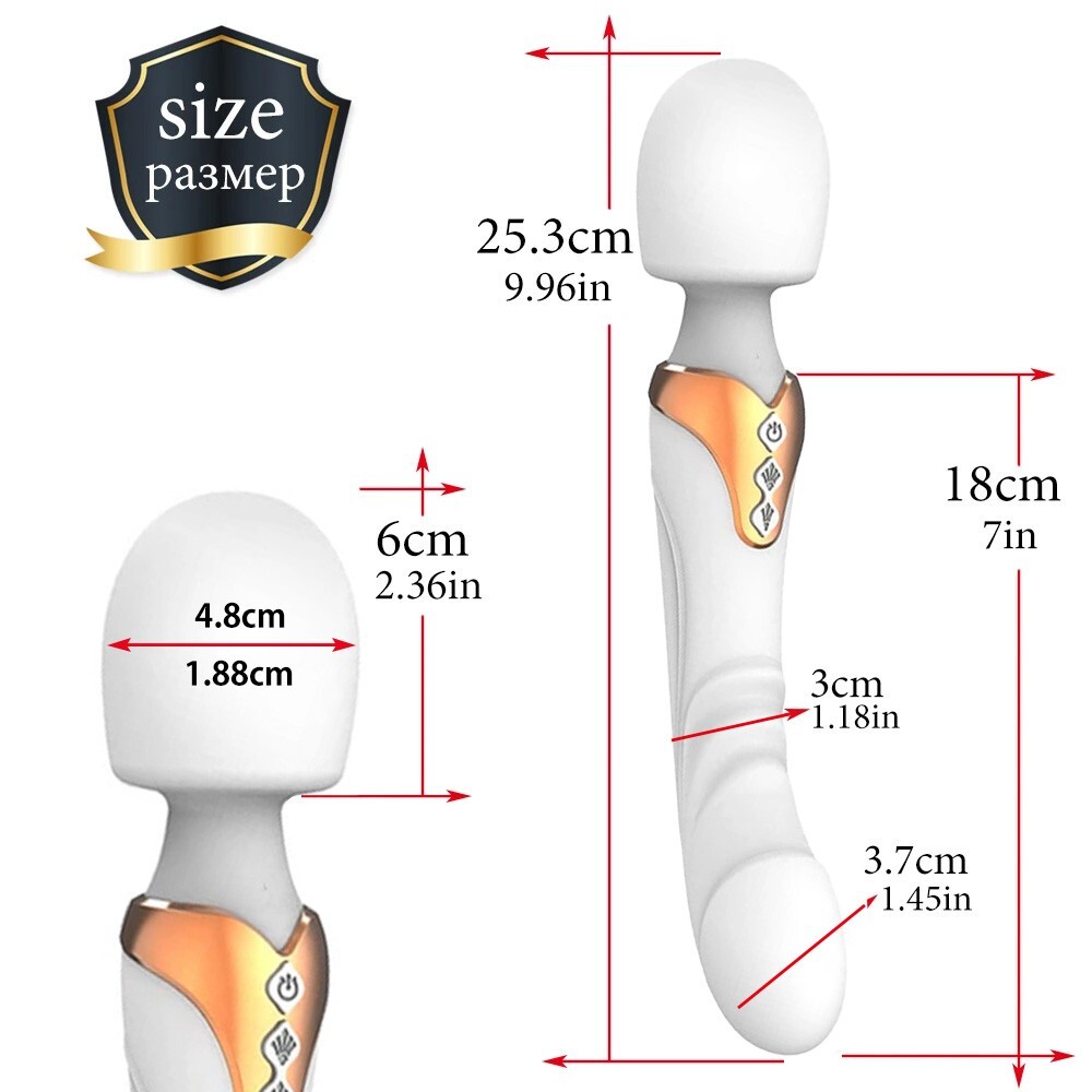 Double Delight Wand Massager, Personal Massager with Powerful Vibration – White