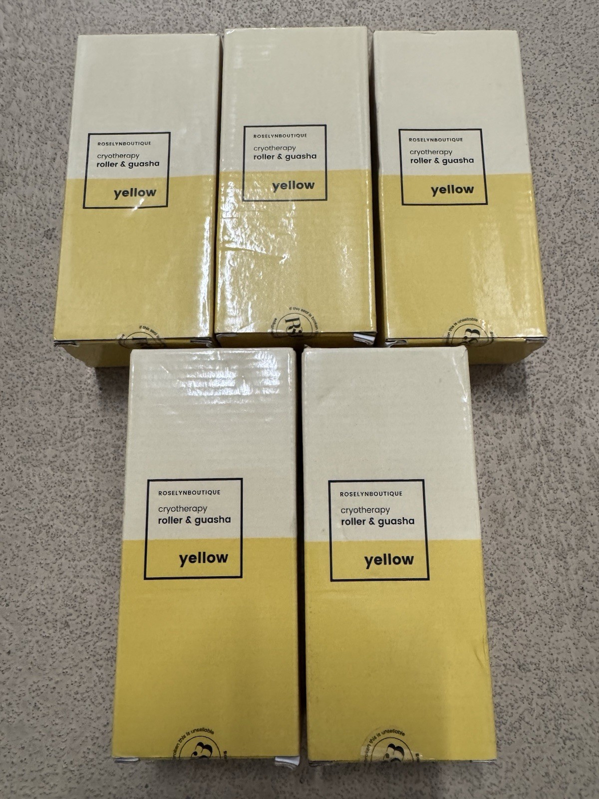 5 Pack NEW IN BOX – RoselynBoutique – Ice Roller & Guasha – Yellow Color