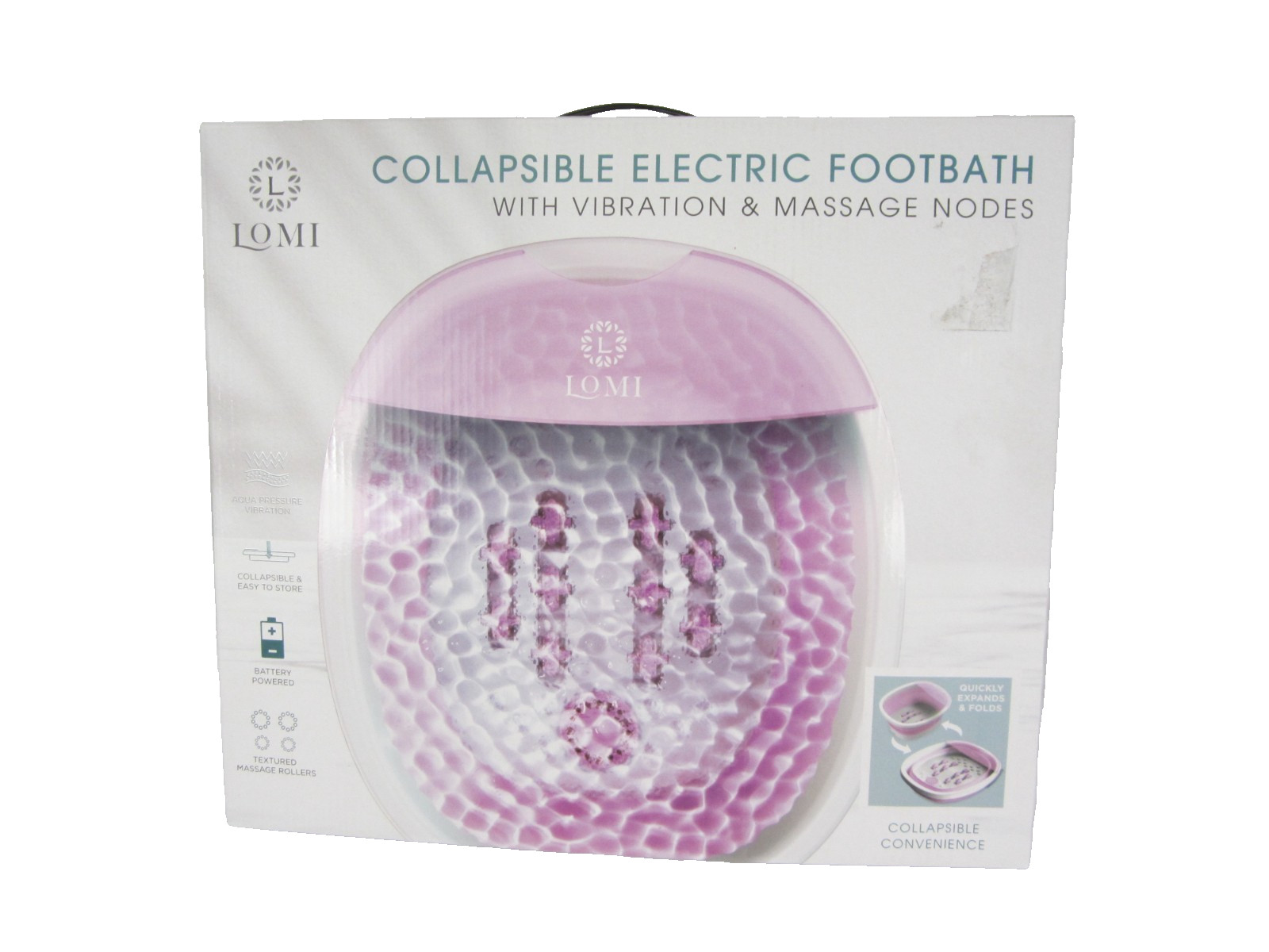 Lomi Collapsible Footbath With Vibration And Massage Nodes Battery Operated NEW