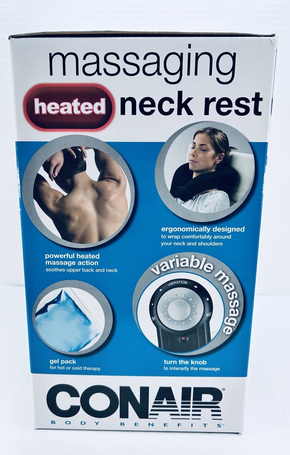 Conair Body Benefits Heated Electric Neck Pillow Massager Head Rest Black NOB