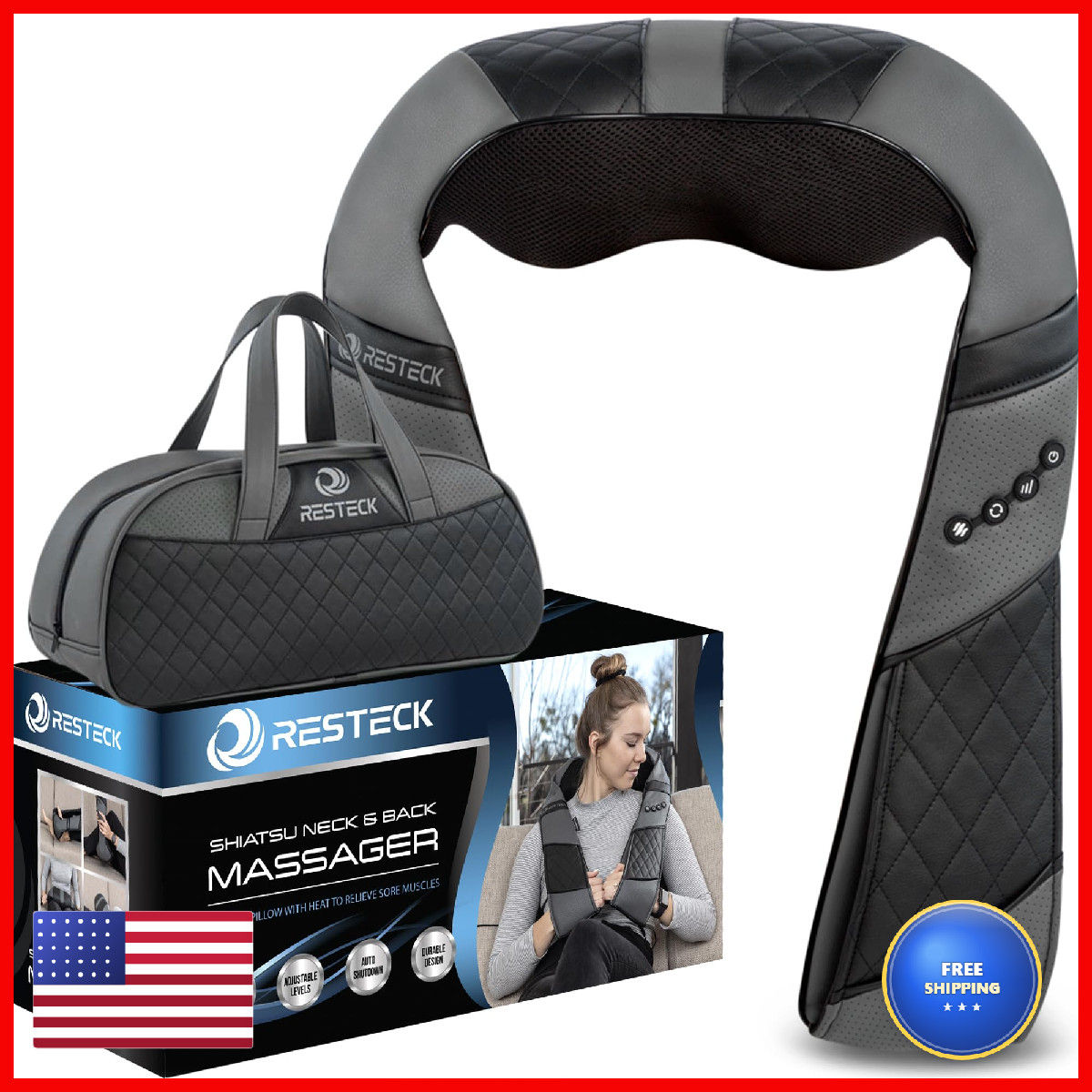 Resteck Massagers For Neck And – 3D Kneading Pillow Electric