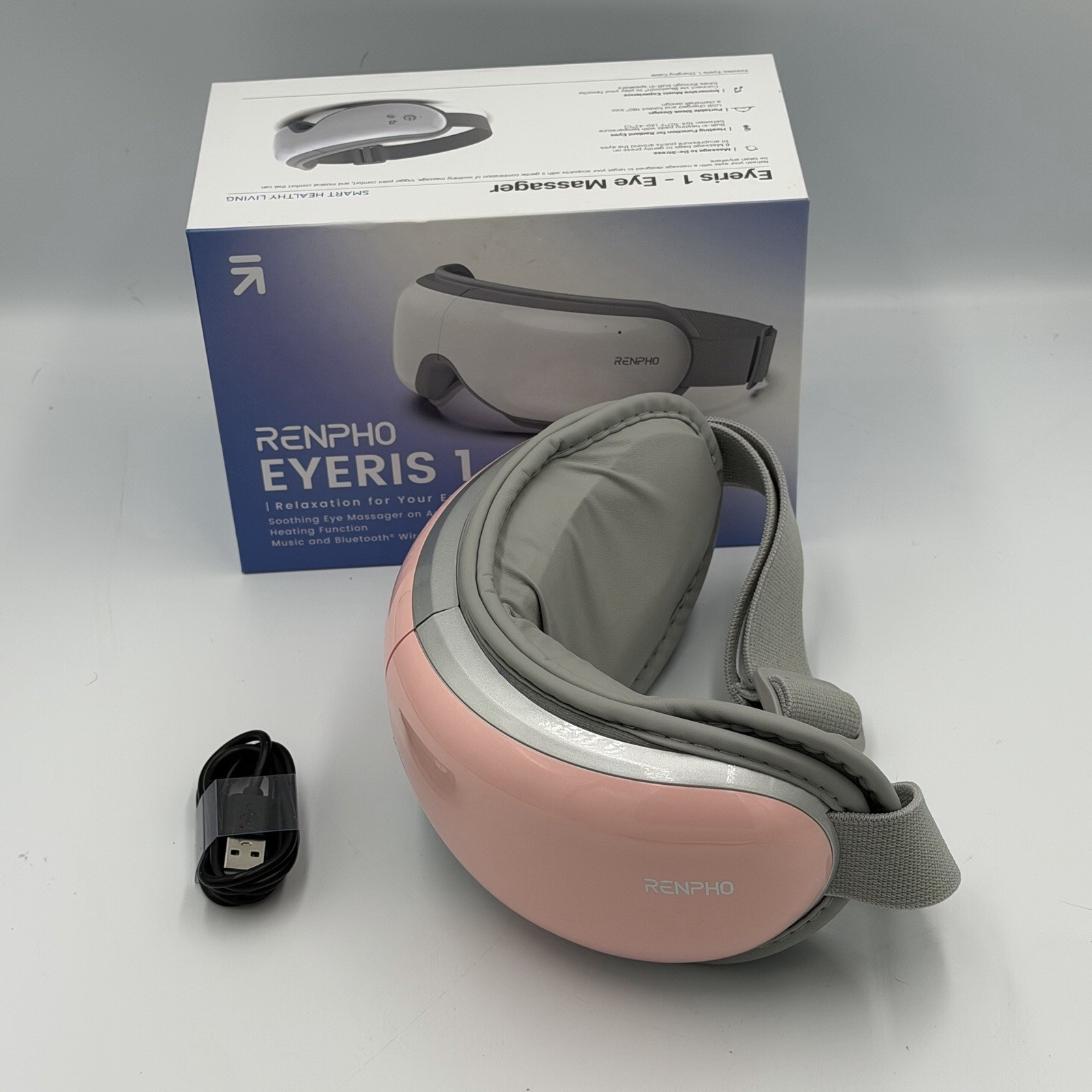 RENPHO Eyeris SMART- Model RF-EM001S Electric HEATED Eye Massager Open Box PINK