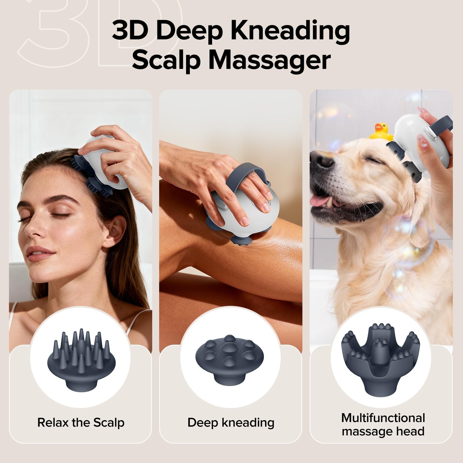 Portable Scalp Massager with 12 Heads, 3 Modes – Tangle-Resistant Hair Relaxer,