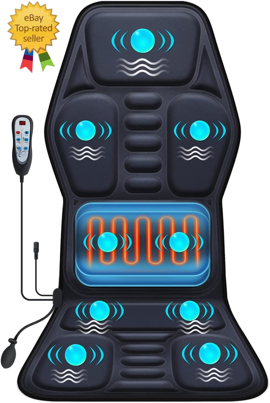 Massage Seat Cushion Pad with Heat 9 Massage Style Lumbar Support Function, Fati