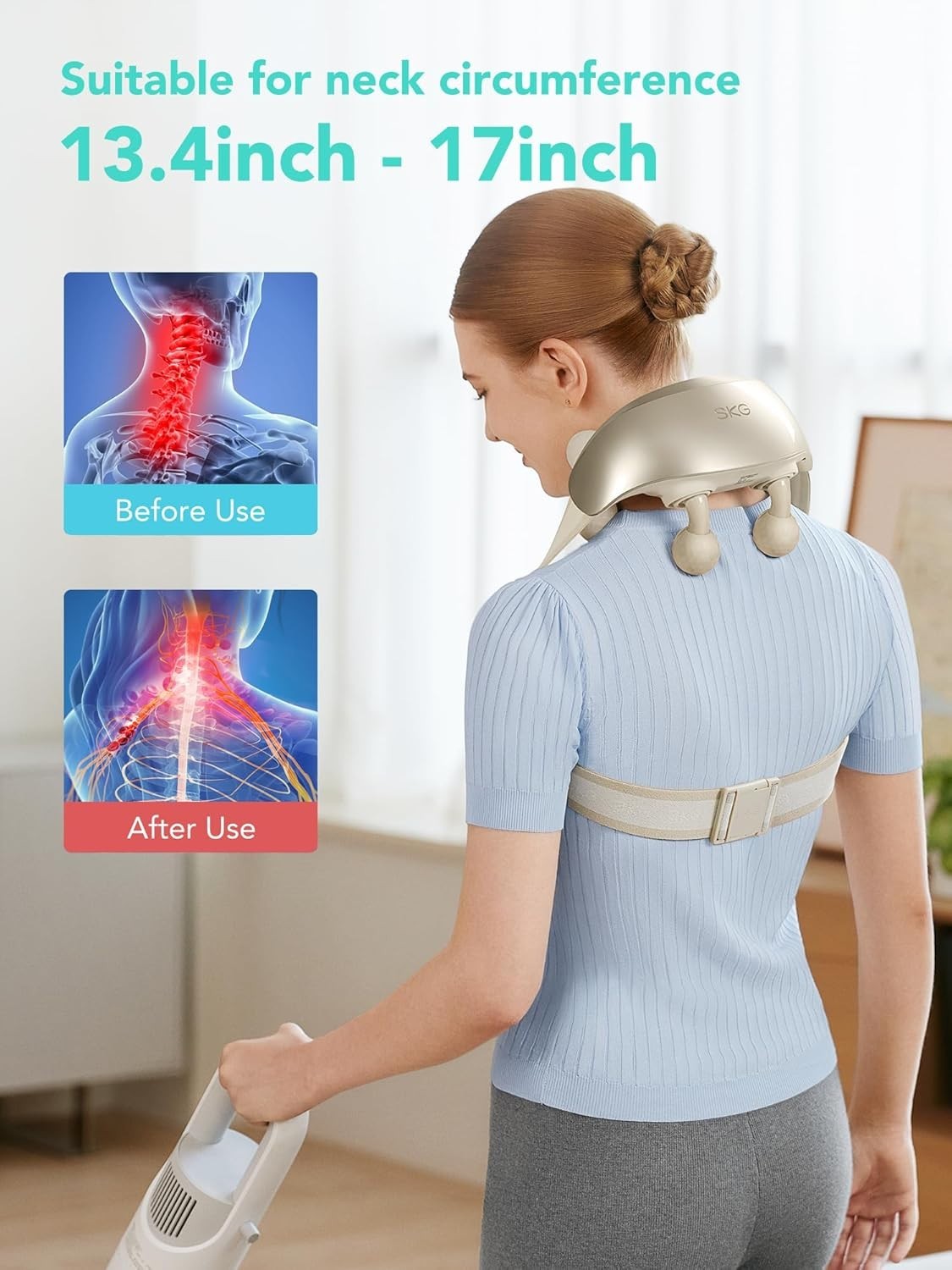 SKG H7 Ultra Shiatsu Neck and Shoulder Massager with Heat for Pain Relief