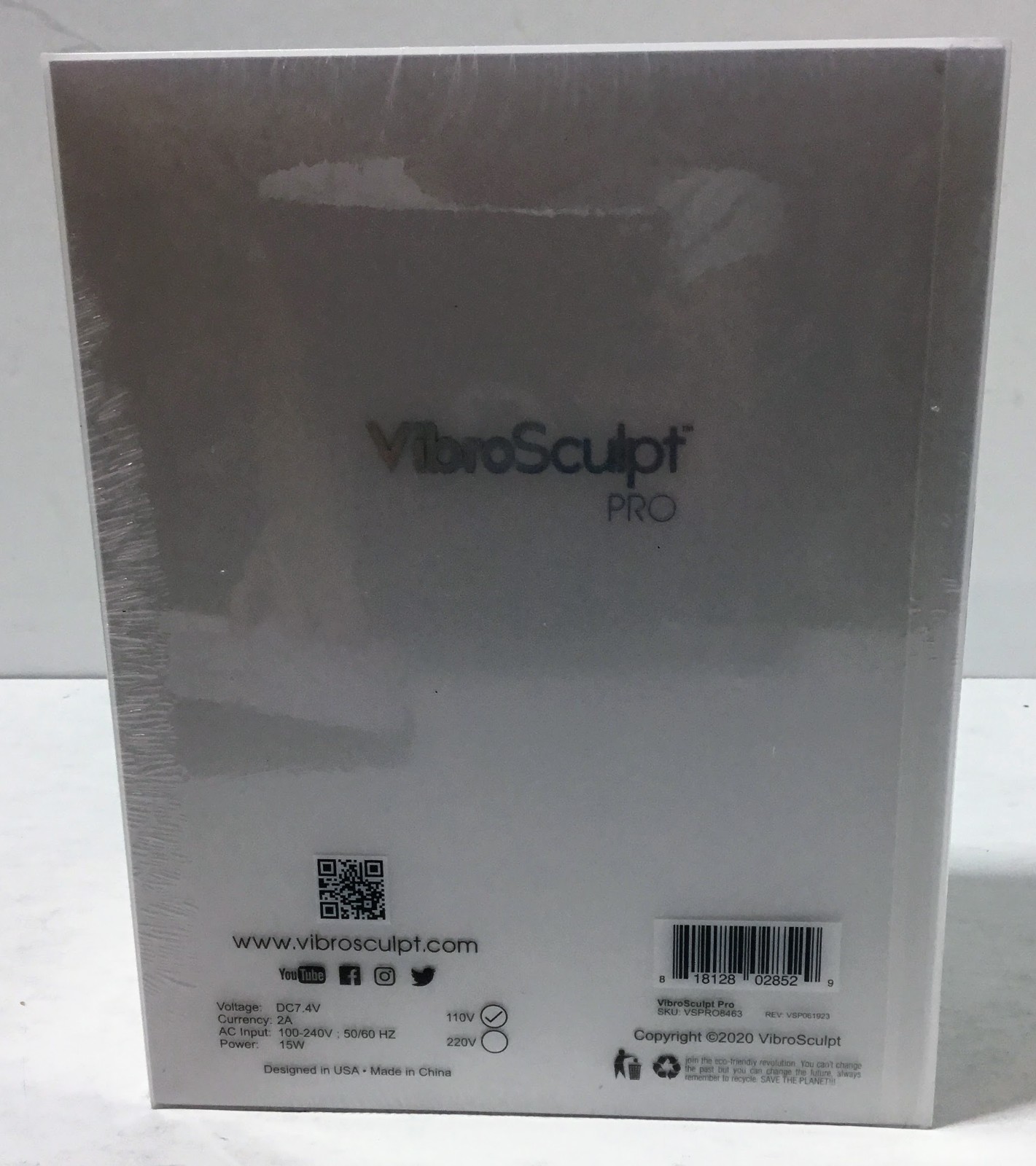 VibroSculpt Pro Anti-Cellulite Massager Handheld Full Body White with pads