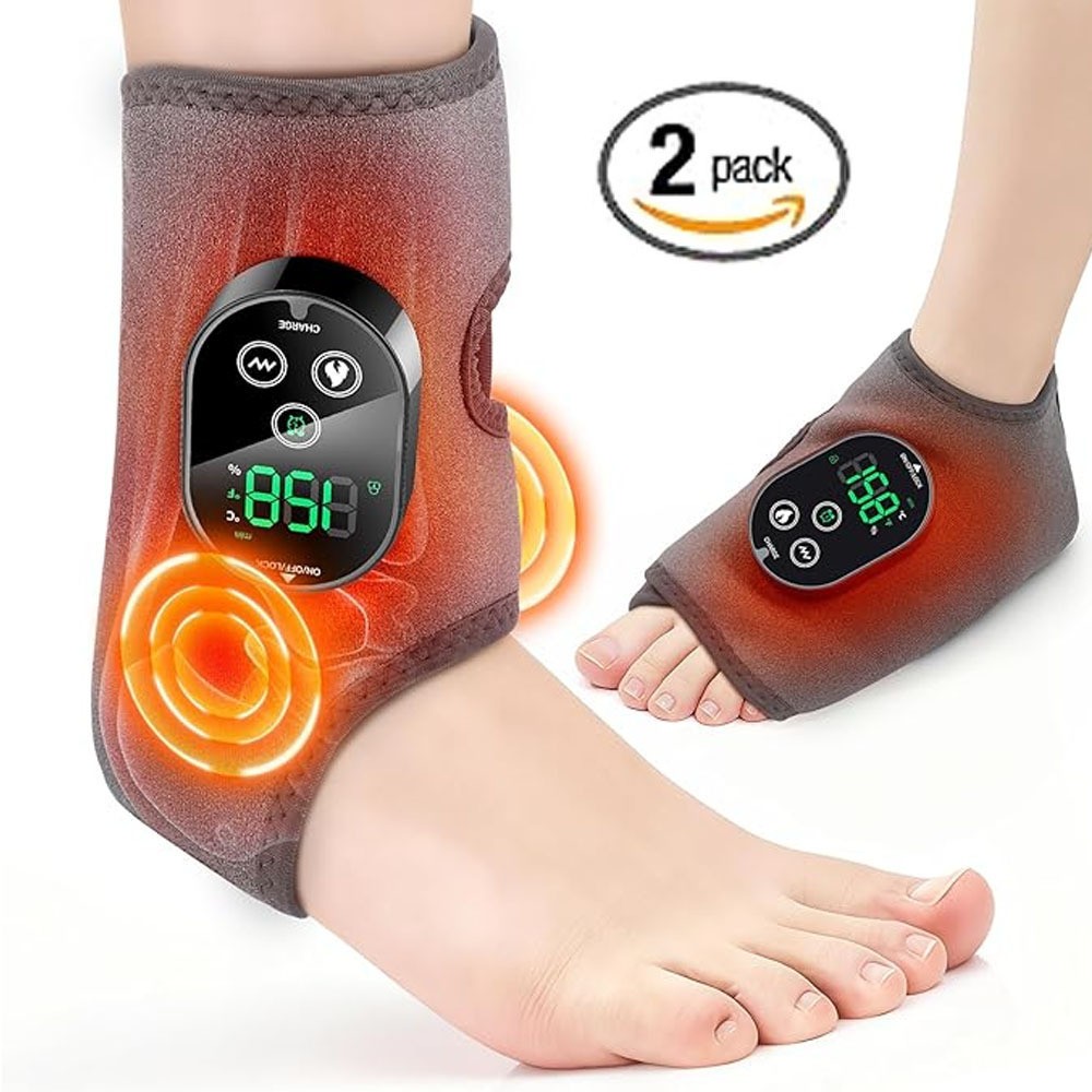 2 Pack Electric Foot Ankle Massager Pain Relief 6 Heat Levels, 3 Vibration Modes