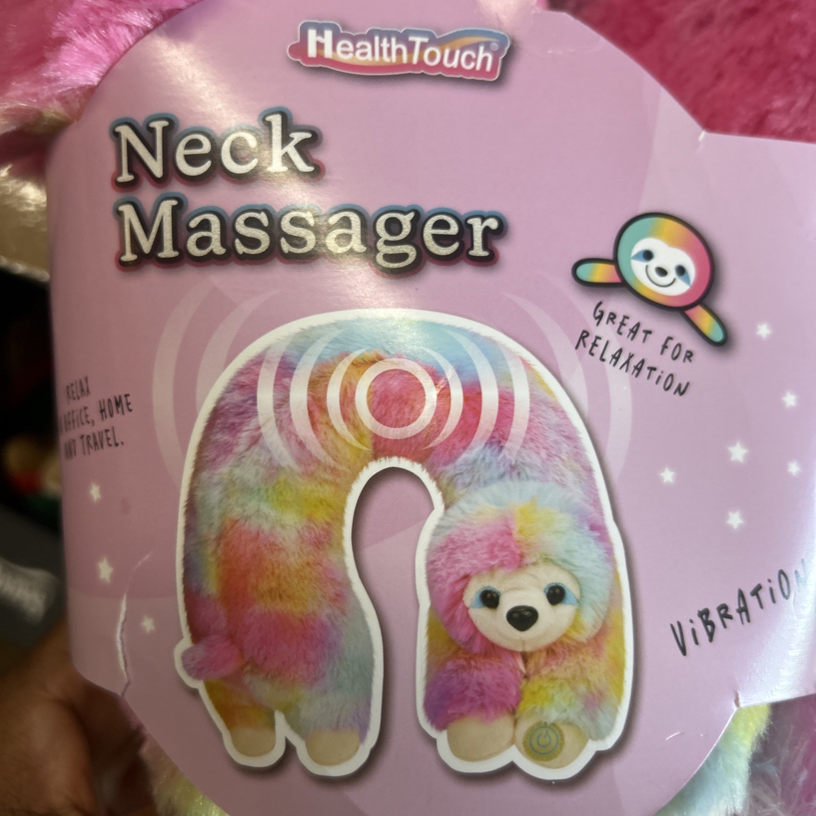 HealthTouch Polyester Fibers Neck Massager Colorful Sloth Requires 2 AA Batterie