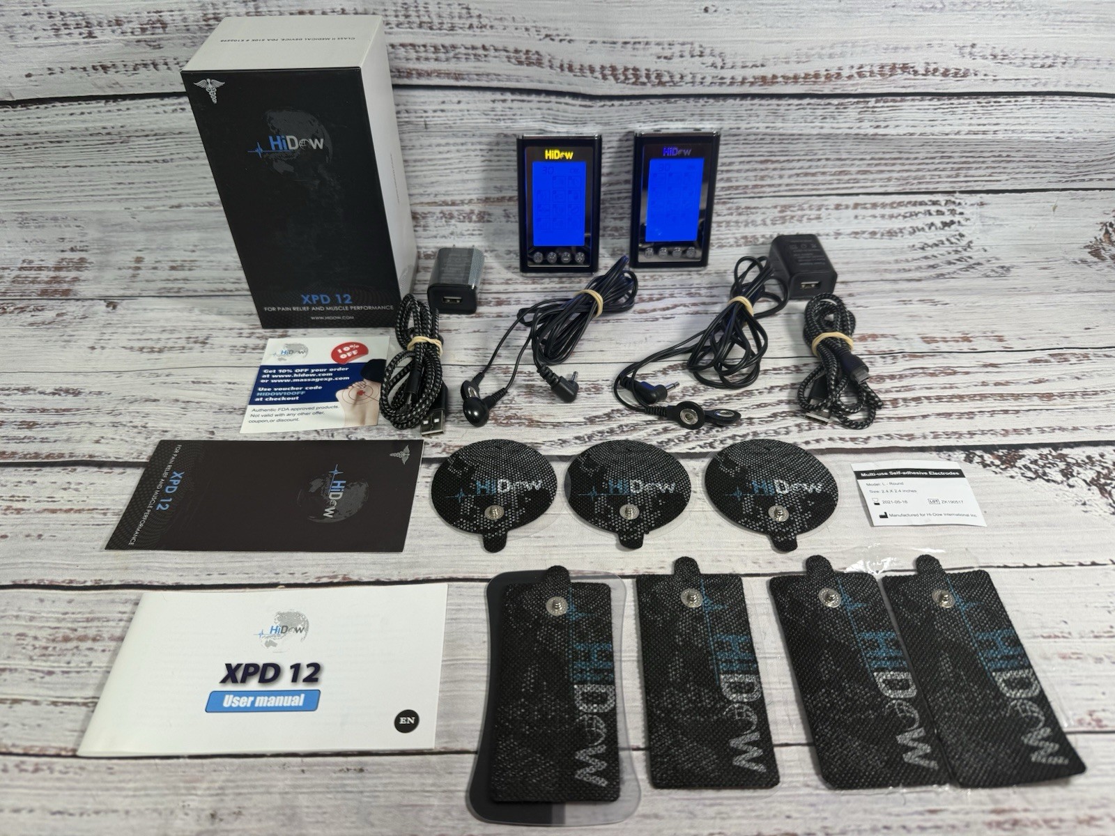 HiDow XPD-12 TENS EMS Unit Muscle Stimulator–Pain Relief & Recovery-Extra Contol